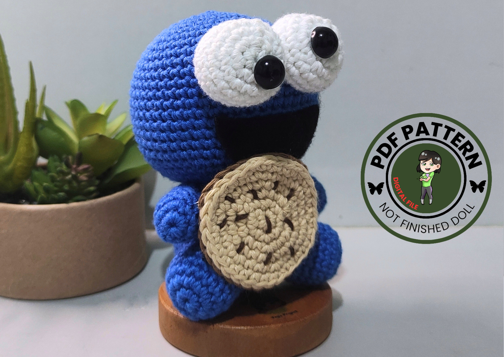 PDF Pattern - Blue Monster Crochet Pattern - Blue Monster Amigurumi - Digital File -