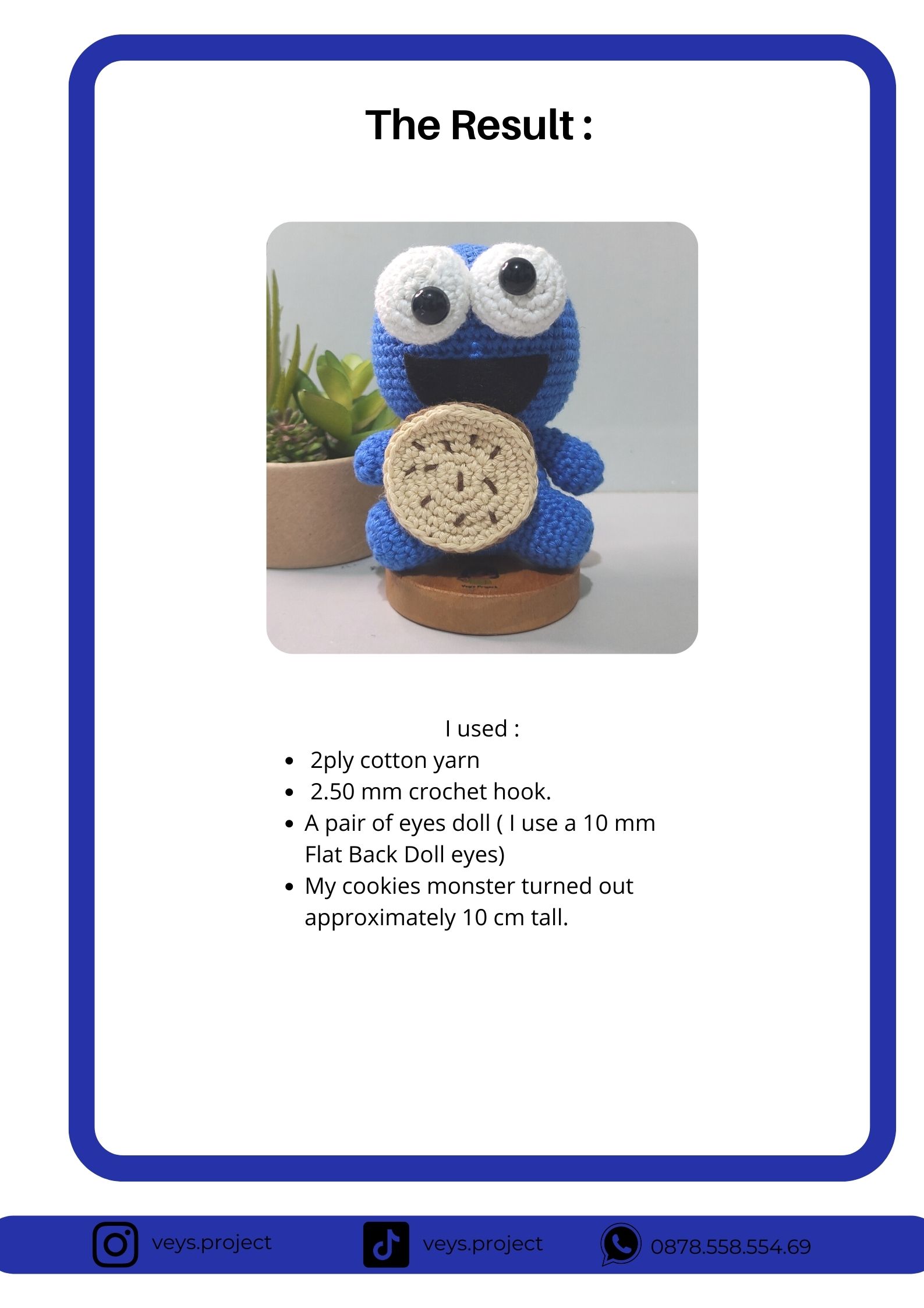 PDF Pattern - Blue Monster Crochet Pattern - Blue Monster Amigurumi - Digital File -