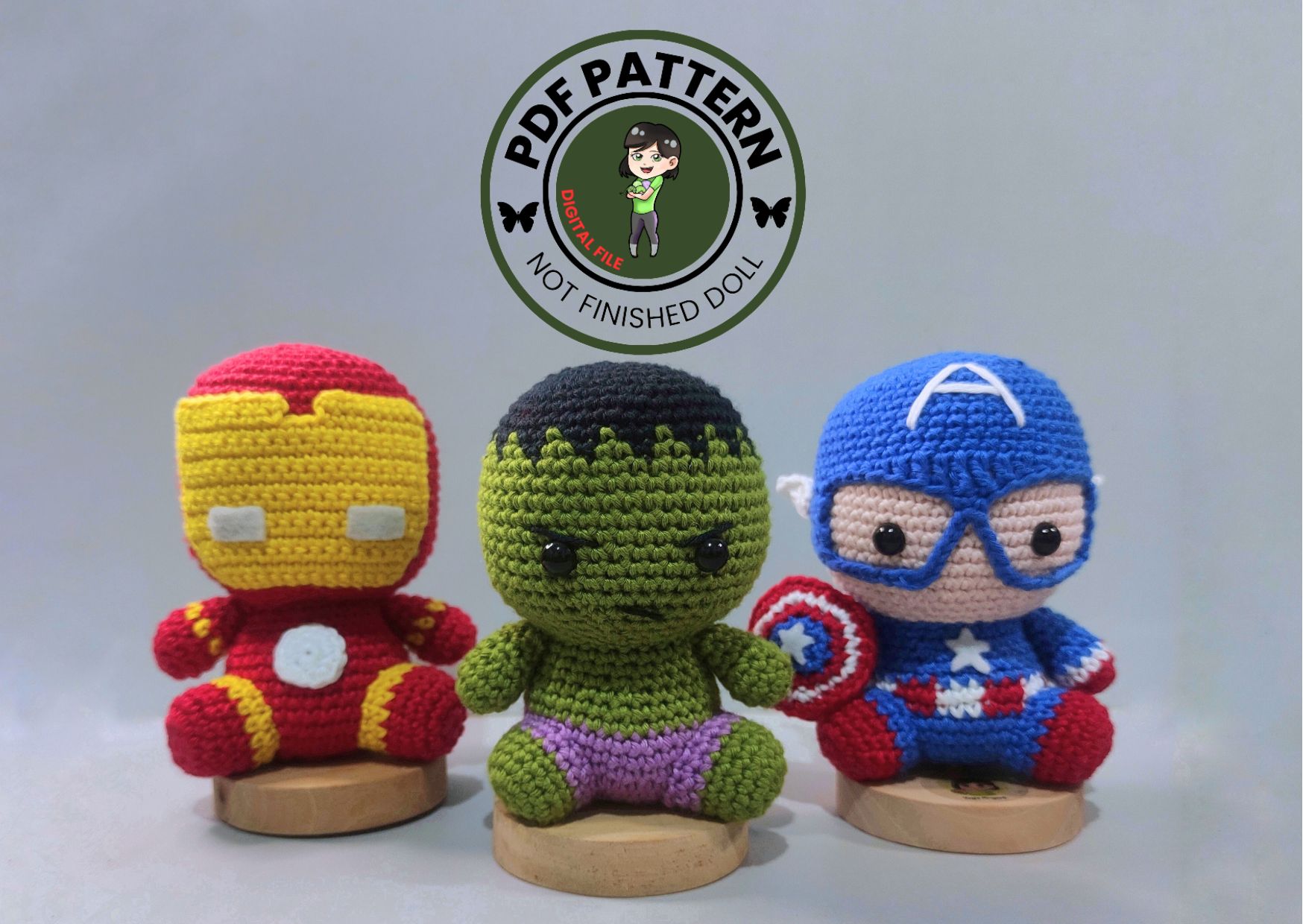 PDF PATTERN BUNDLE - Iron Man, Hulk, Captain America Crochet Pattern - Digital File -