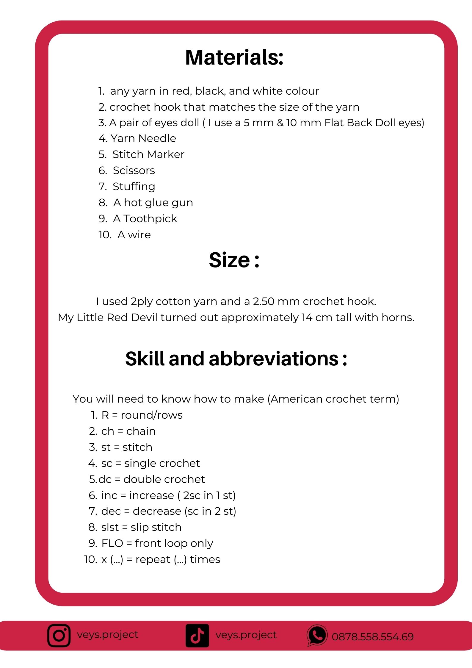 PDF Pattern - Little Red Devil Pattern - Little Red Devil Amigurumi - Digital File