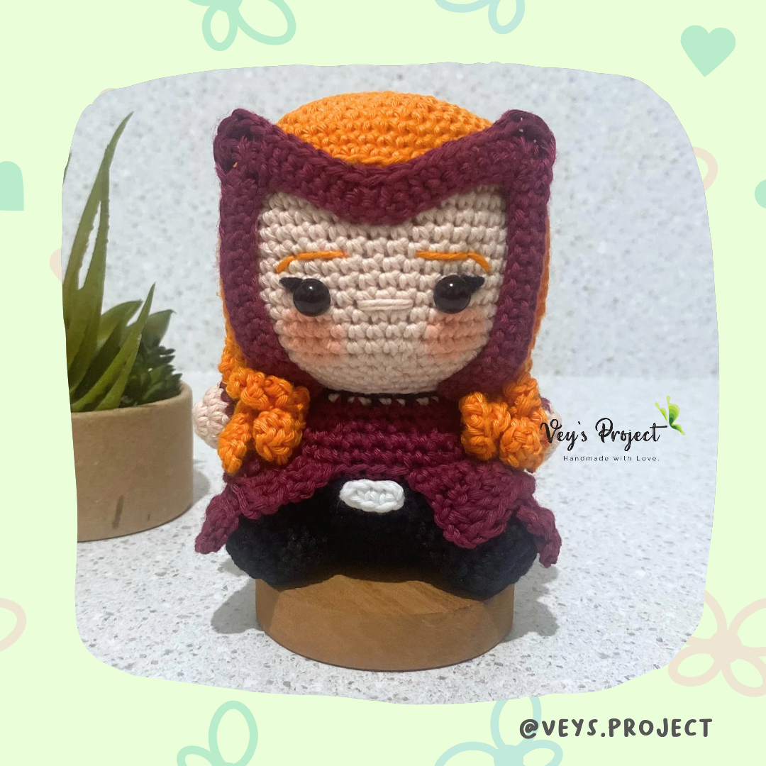 PDF Pattern - Scarlet Witch Crochet Pattern - Scarlet Witch Hero Amigurumi - Digital File -