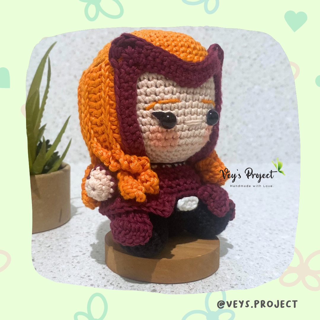 PDF Pattern - Scarlet Witch Crochet Pattern - Scarlet Witch Hero Amigurumi - Digital File -