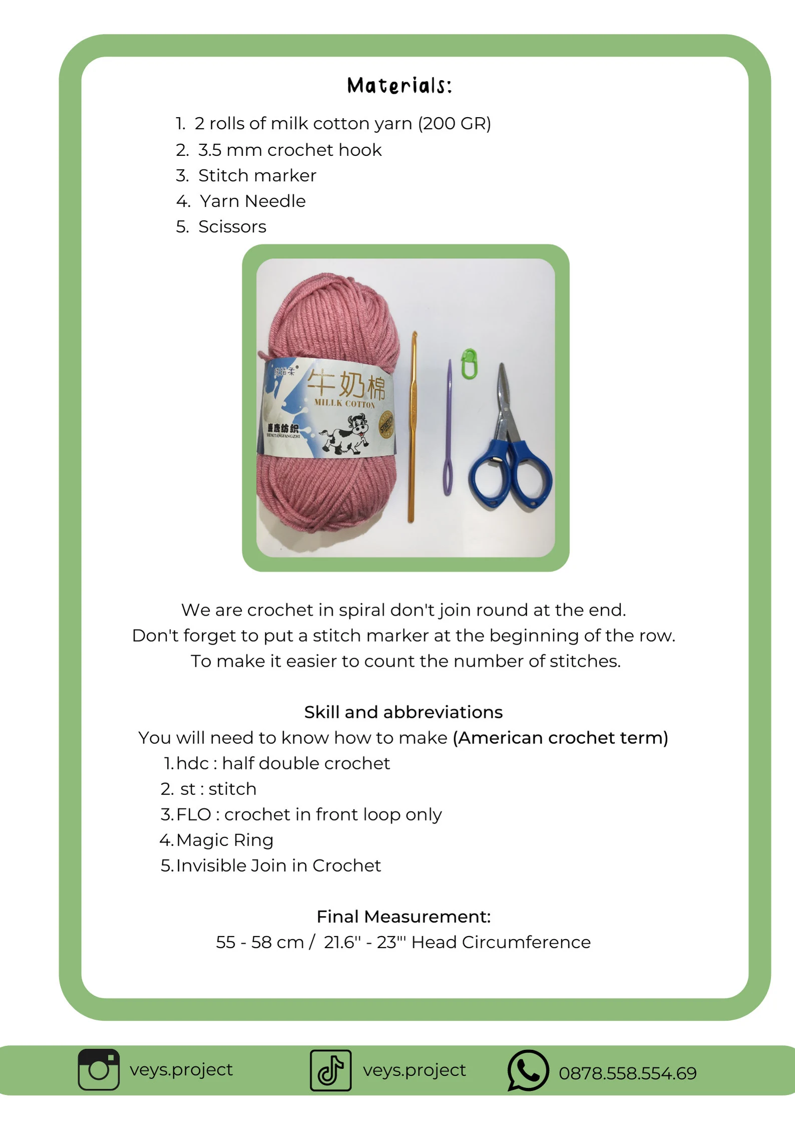 PDF PATTERN -Basic Bucket Hat Crochet Pattern - Digital File -