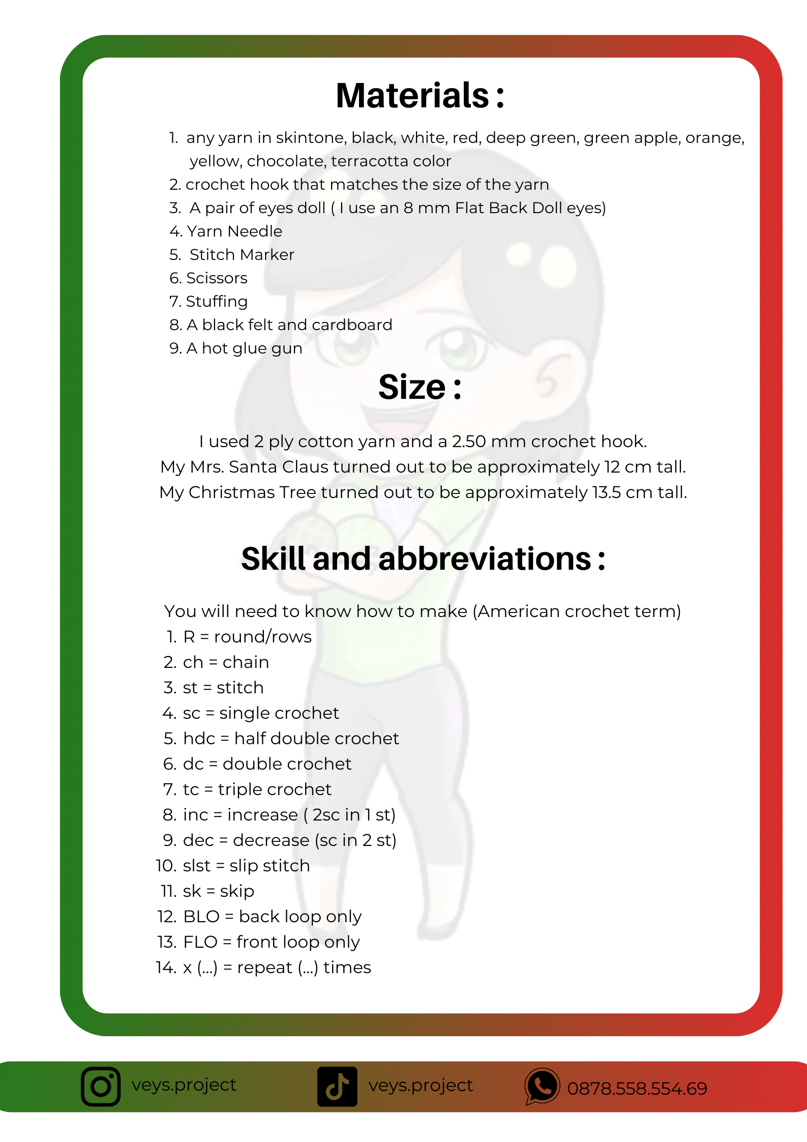 Mrs. Santa Claus Amigurumi Crochet Pattern (PDF File Pattern)