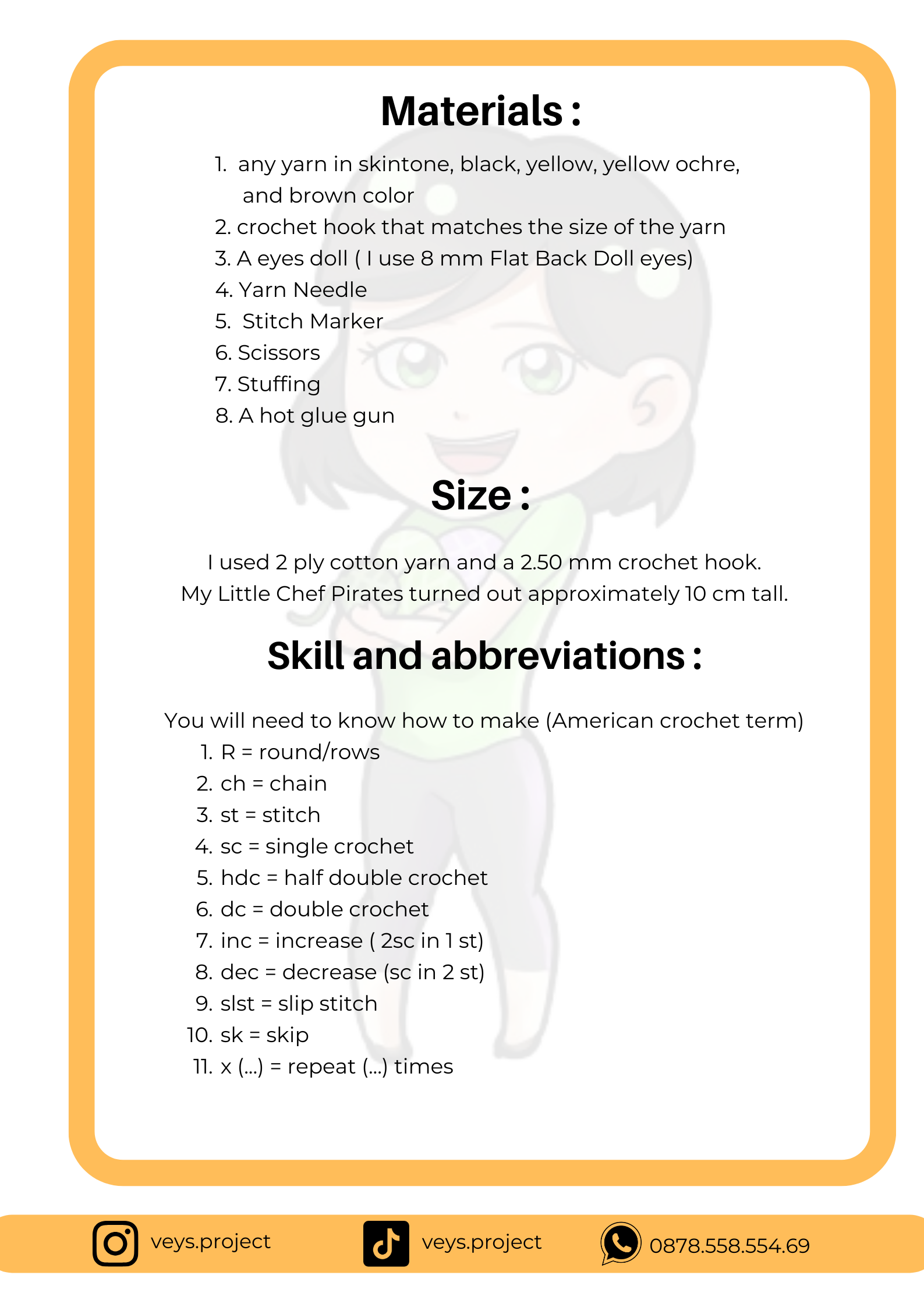 PDF Pattern - Little Chef Pirates Crochet Pattern - Little Chef Pirates Amigurumi - Digital File -