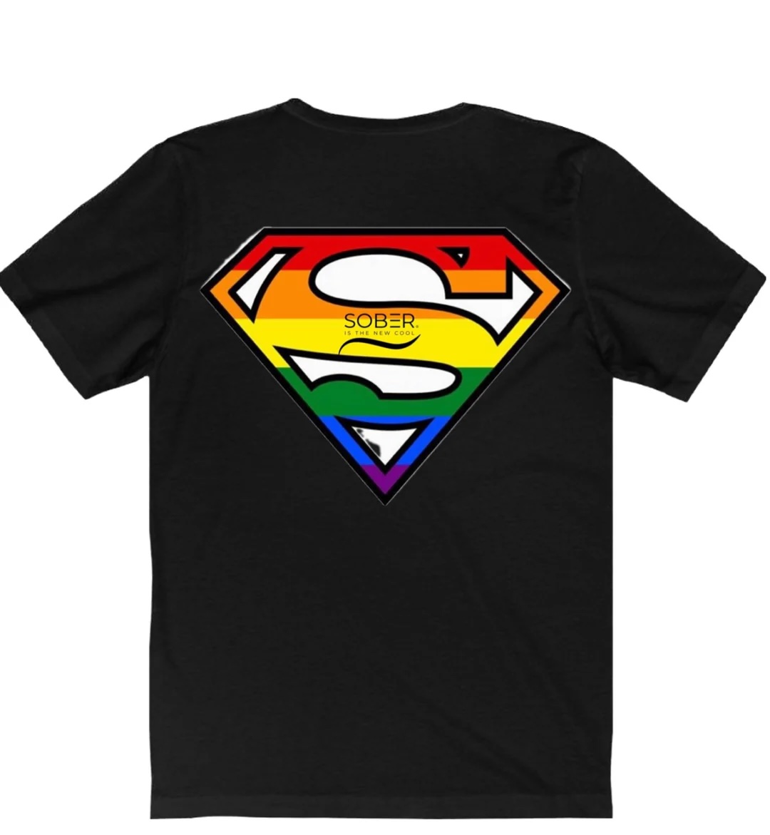 T-Shirt with Logo & Superman Design - Black