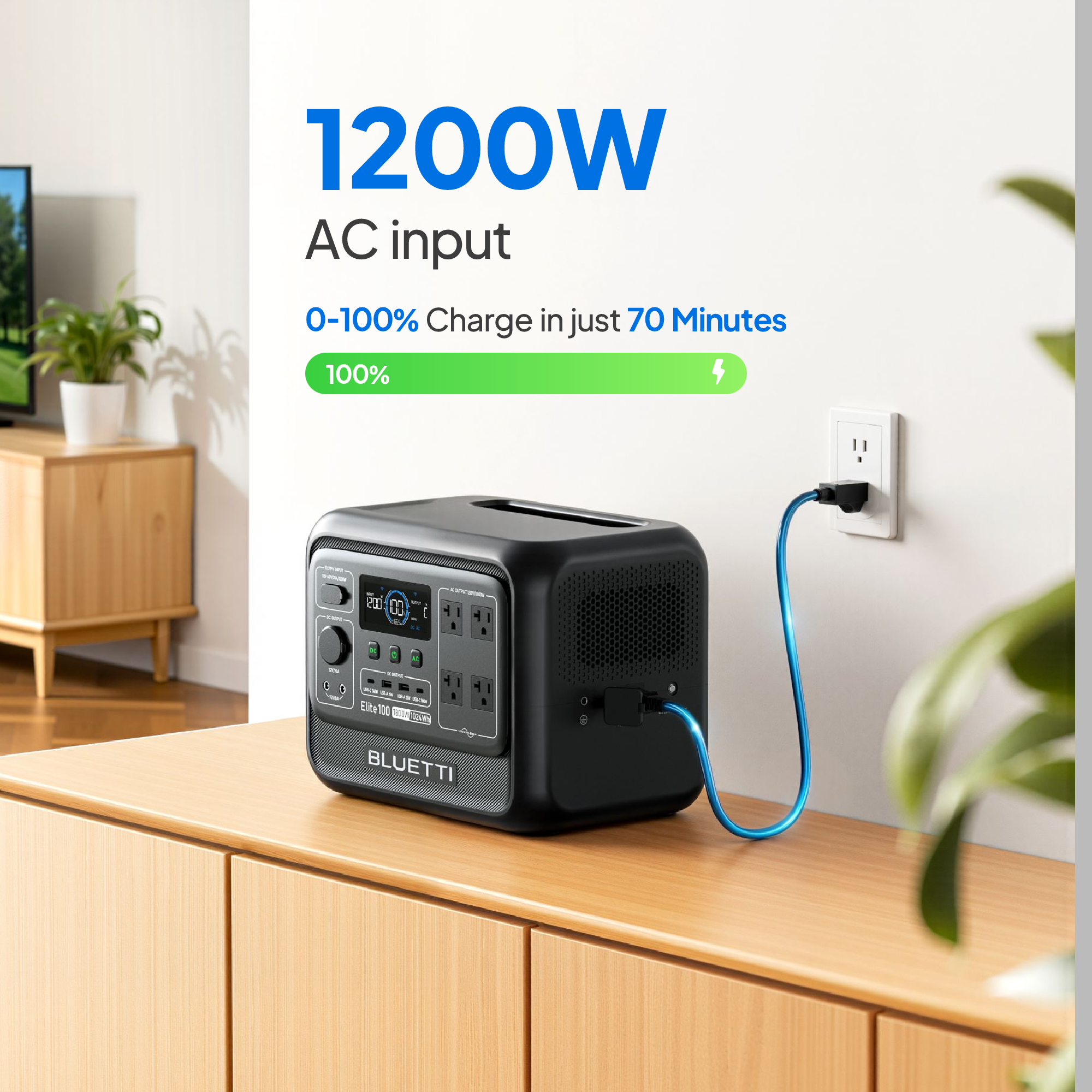 BLUETTI Elite 100 V2 Estación de energía p ortable | 1,800W 1,024Wh