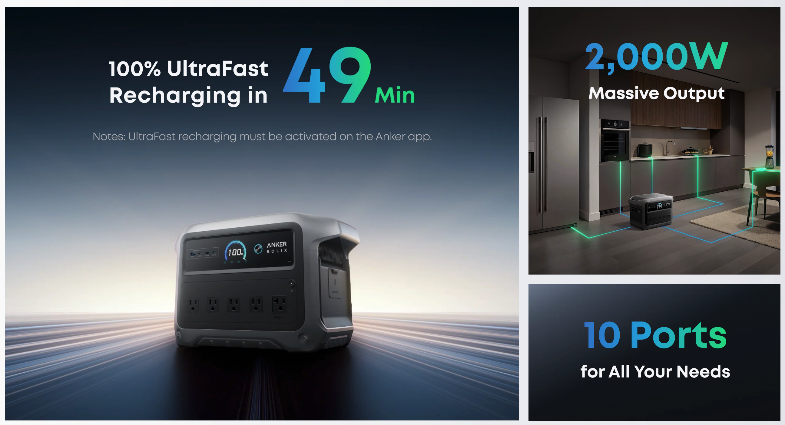 Anker SOLIX C1000 Gen 2 | Estación de Energía Portátil 1,800W – 1,056Wh