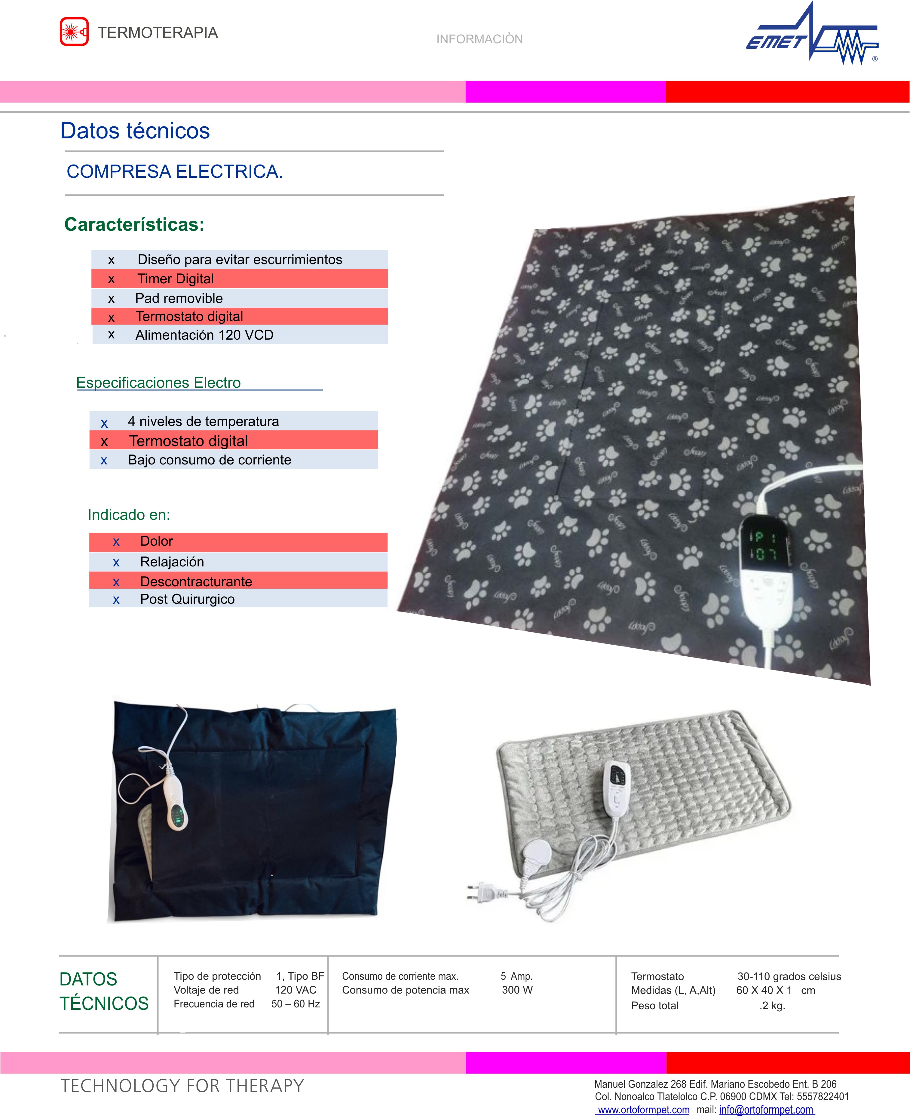 Compresa electrica 60 x 40 con funda vet 