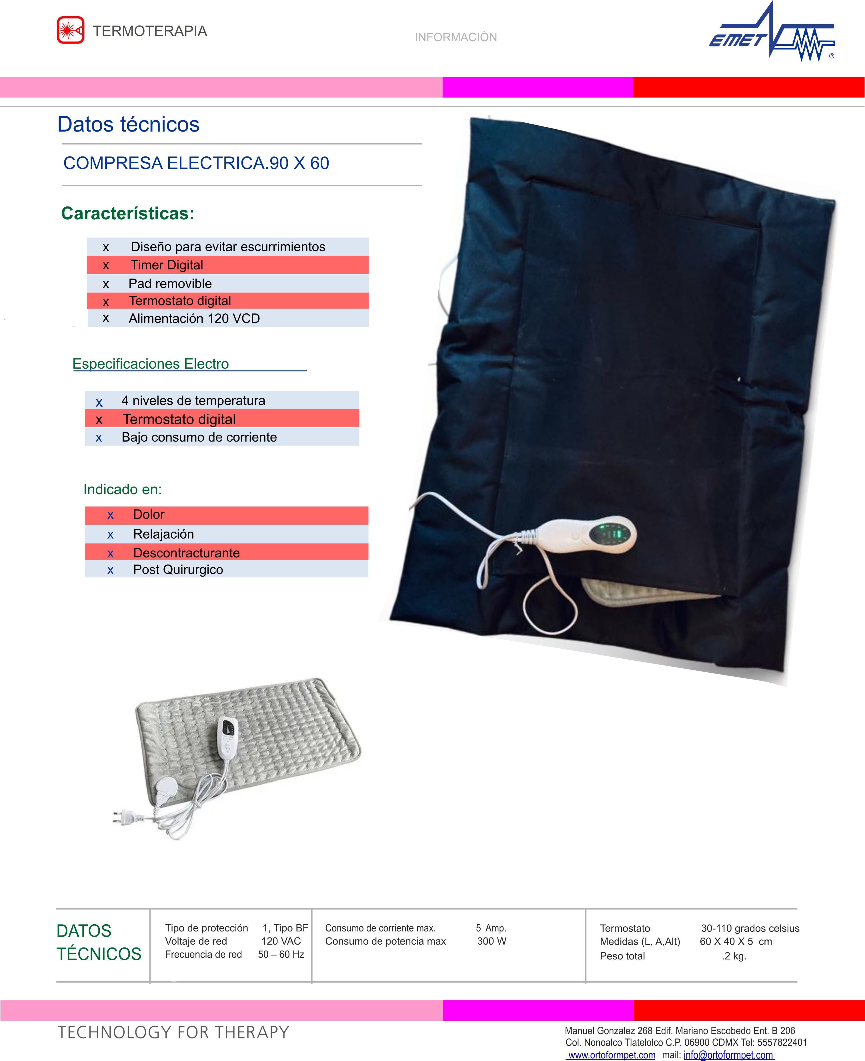 Compresa Electrica vet  funda  90 x 60 cm 