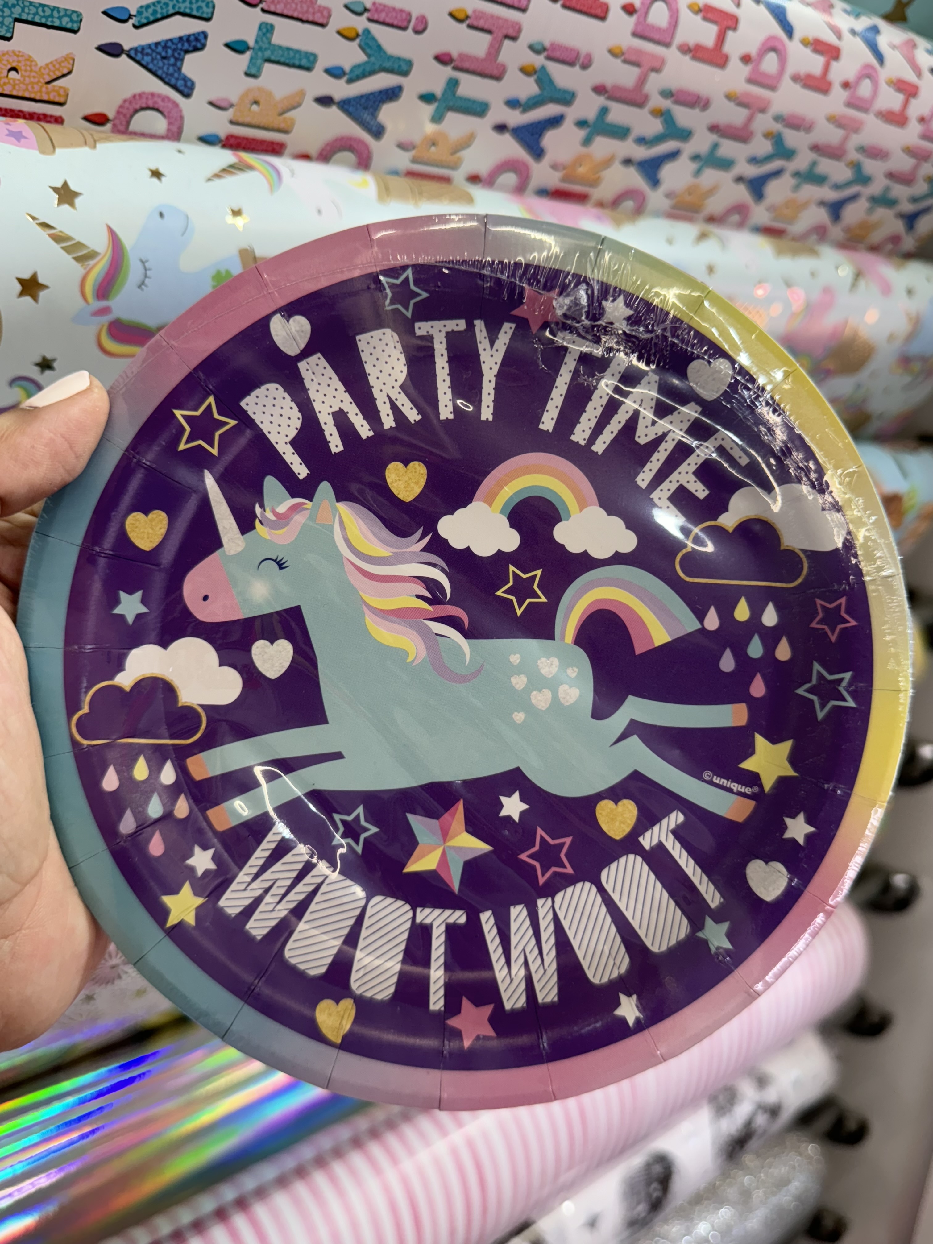 PLATO PASTEL MORADO UNICORNIO