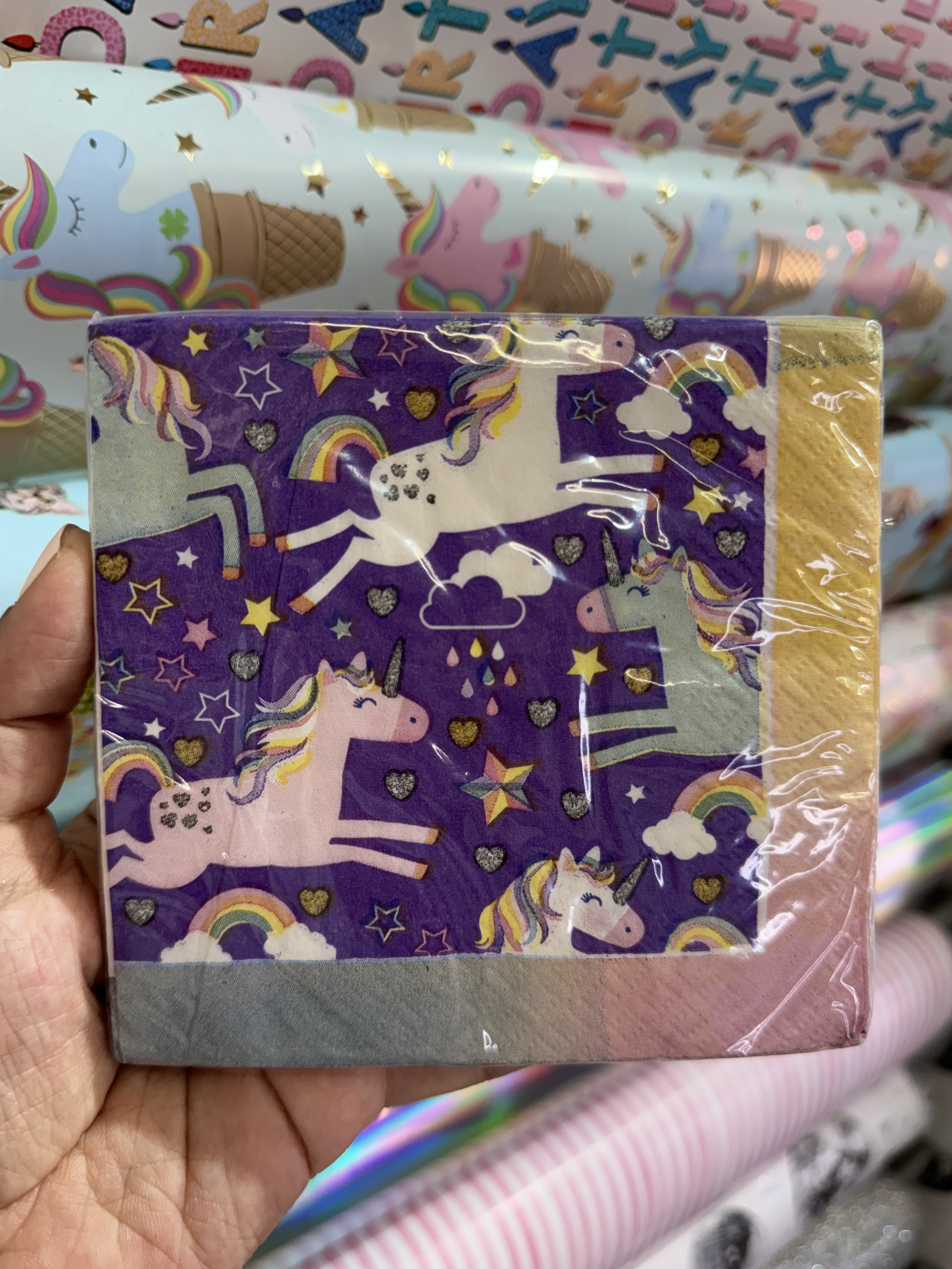 SERVILLETAS MORADO UNICORNIO