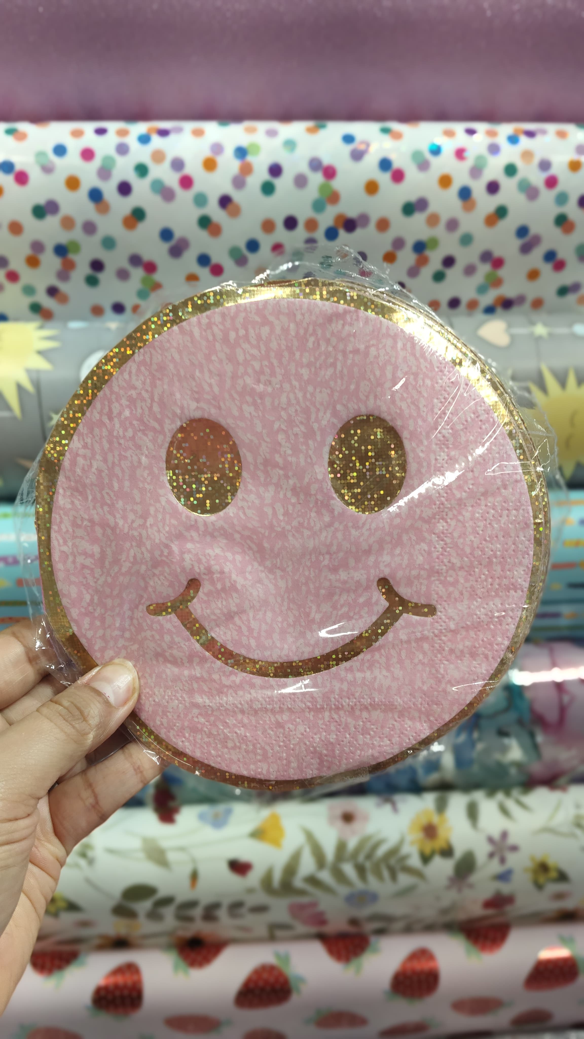 SERVILLETA ROSA "HAPPY FACE FOIL"