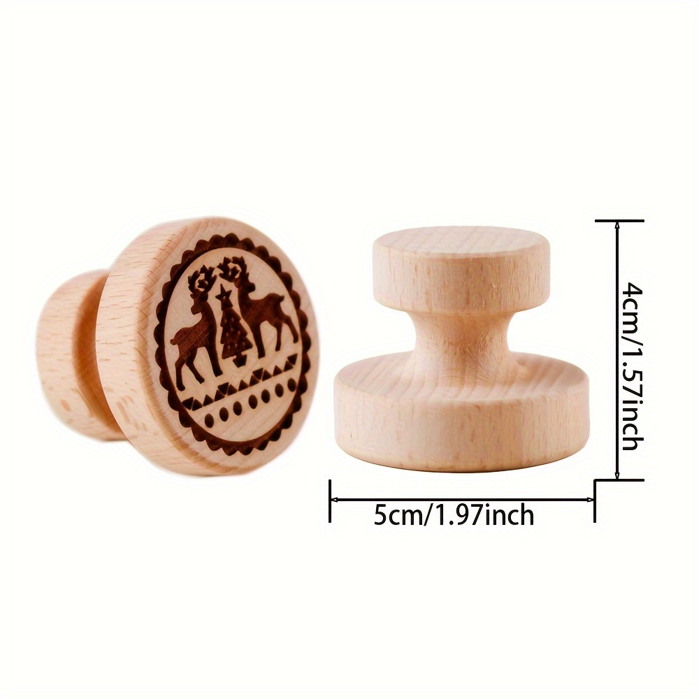 1Pcs Wooden Christmas Biscuit Embossing Stamp, Christmas Tree, Biscuit Printing Mold, Clay Printing Stamp, Suitable for Christmas Party Biscuit Embossing