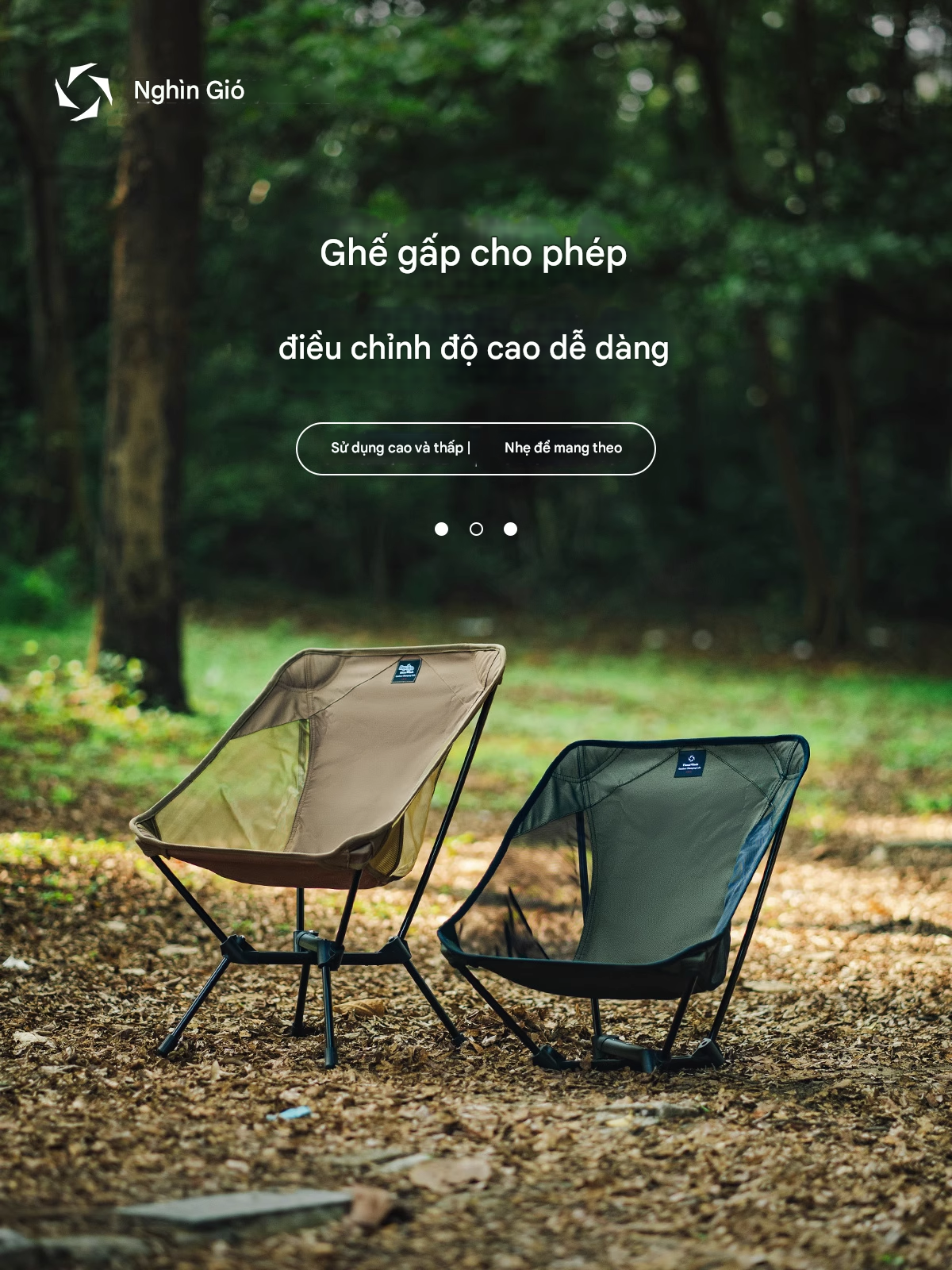 Ghế cắm trại siêu nhẹ 2in1 ThousWinds