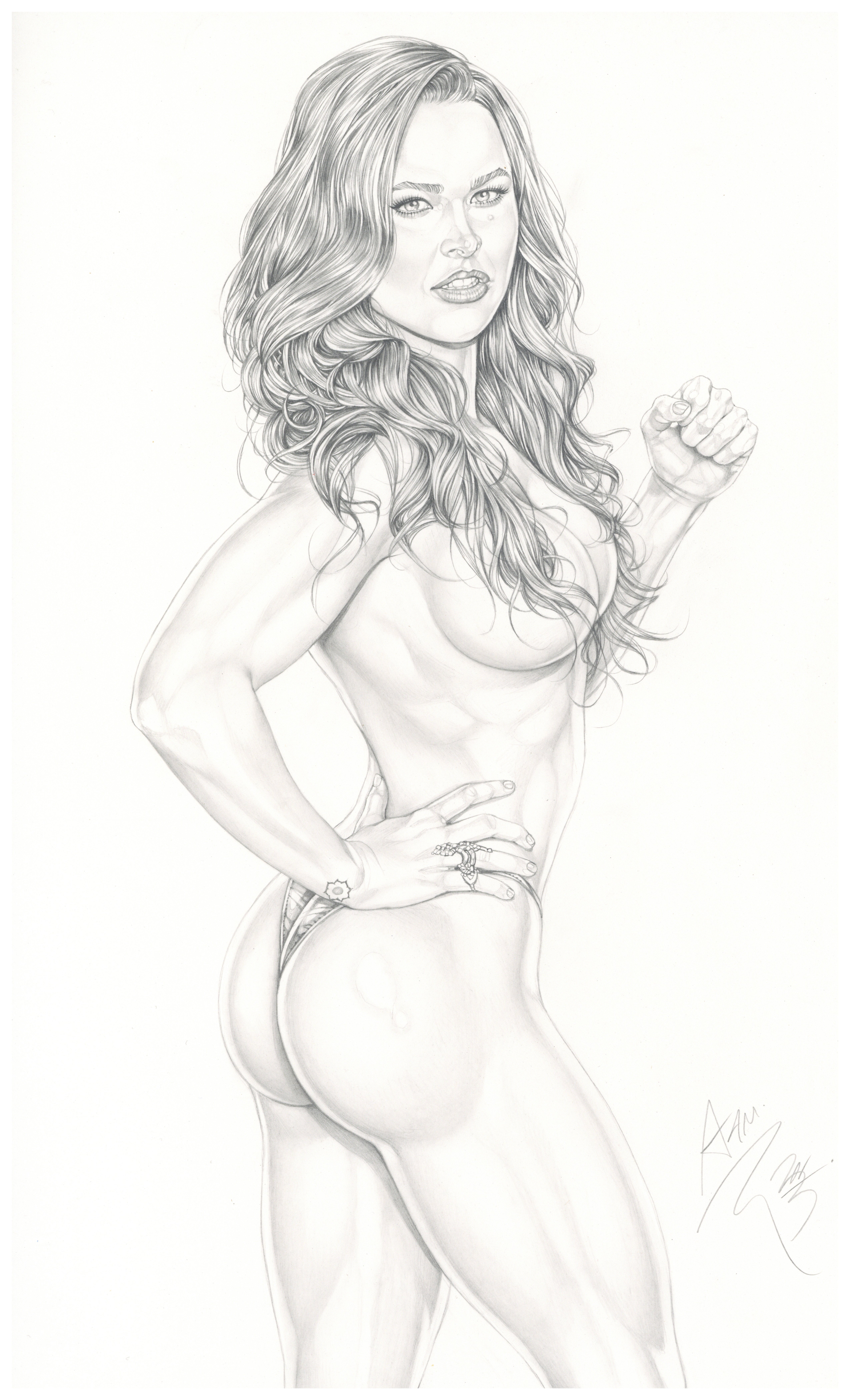 Armando Huerta - Original 8.5X14 Ronda Rousey Sketch