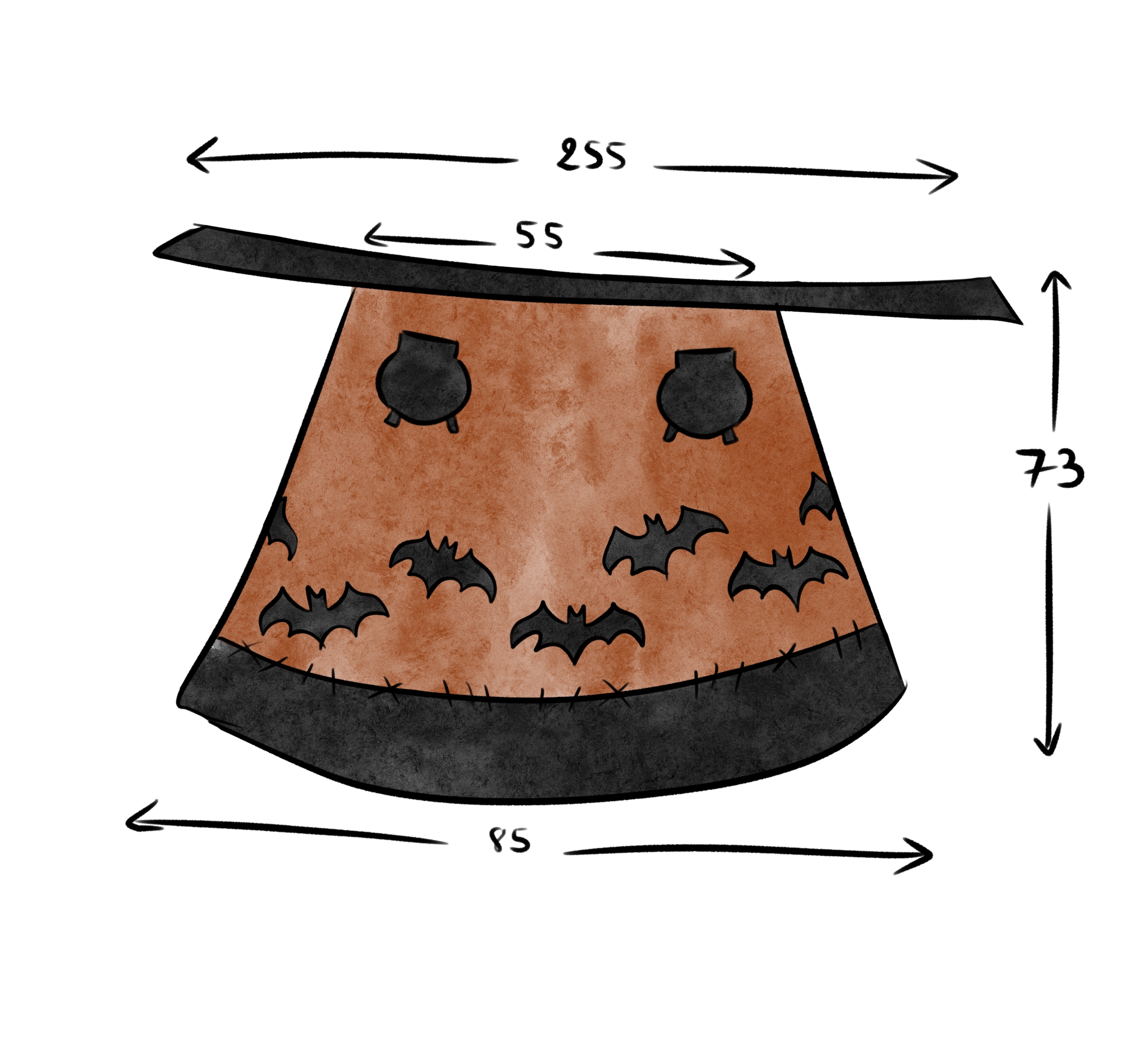 Demi-tablier patchwork 'Chauve-souris'