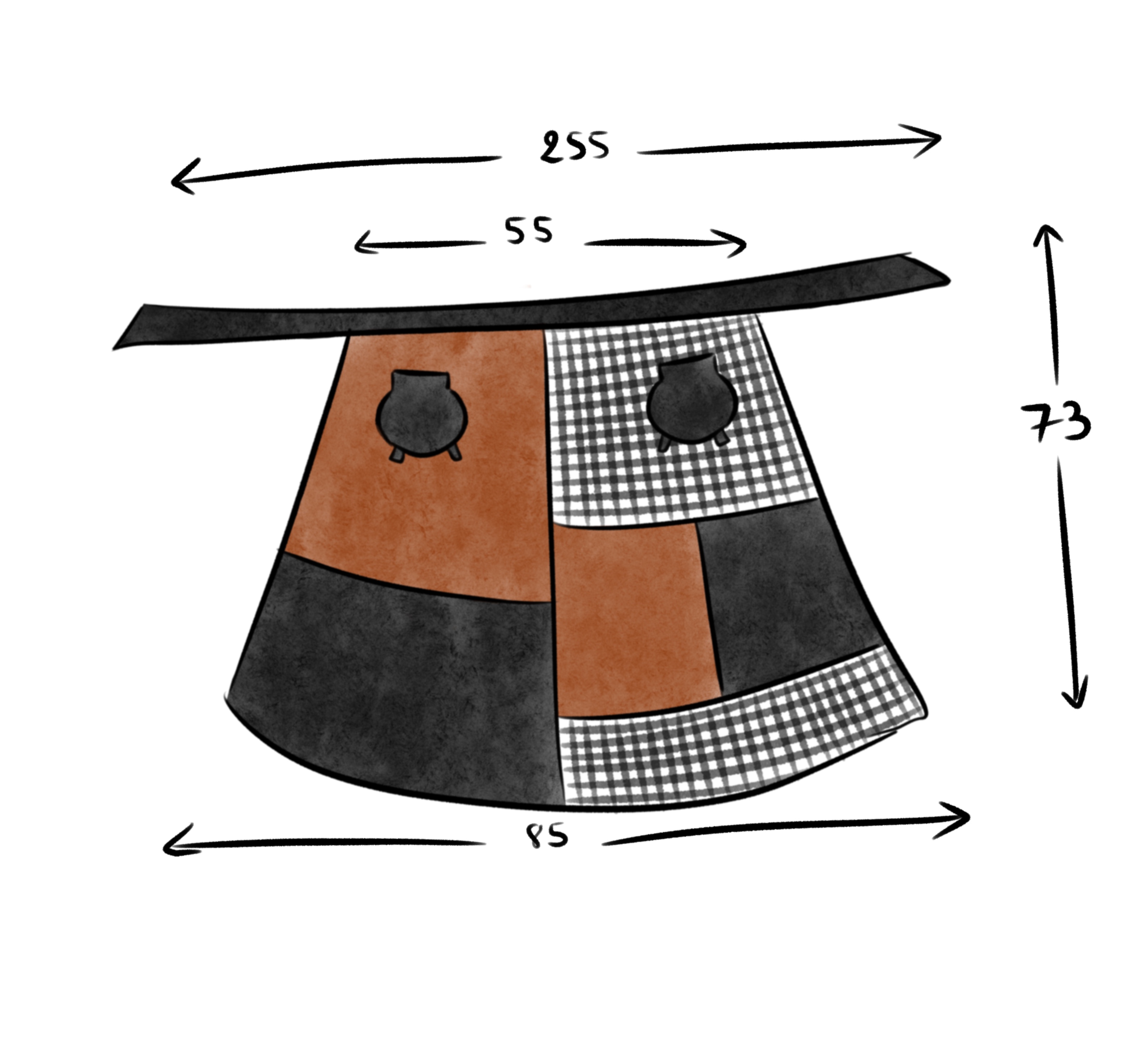 Demi-tablier patchwork 'Halloween'