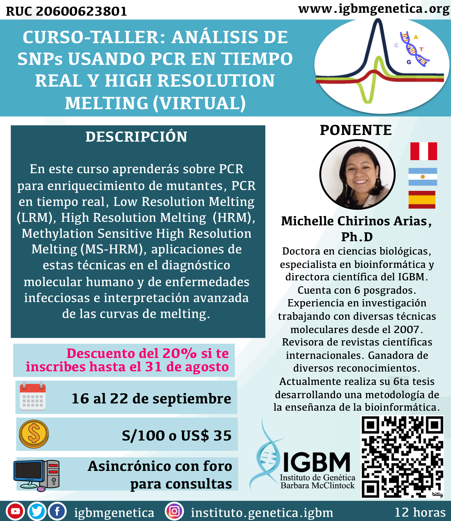 Curso-taller: análisis de snps usando pcr en tiempo real y high resolution melting (virtual)