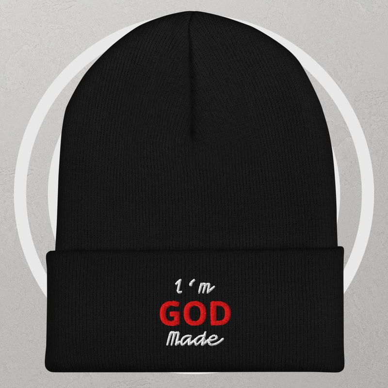 I’m God Made Embroidered Cuffed Beanie