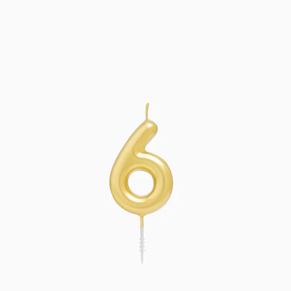 Vela Número Pequeña 6 cm Oro
