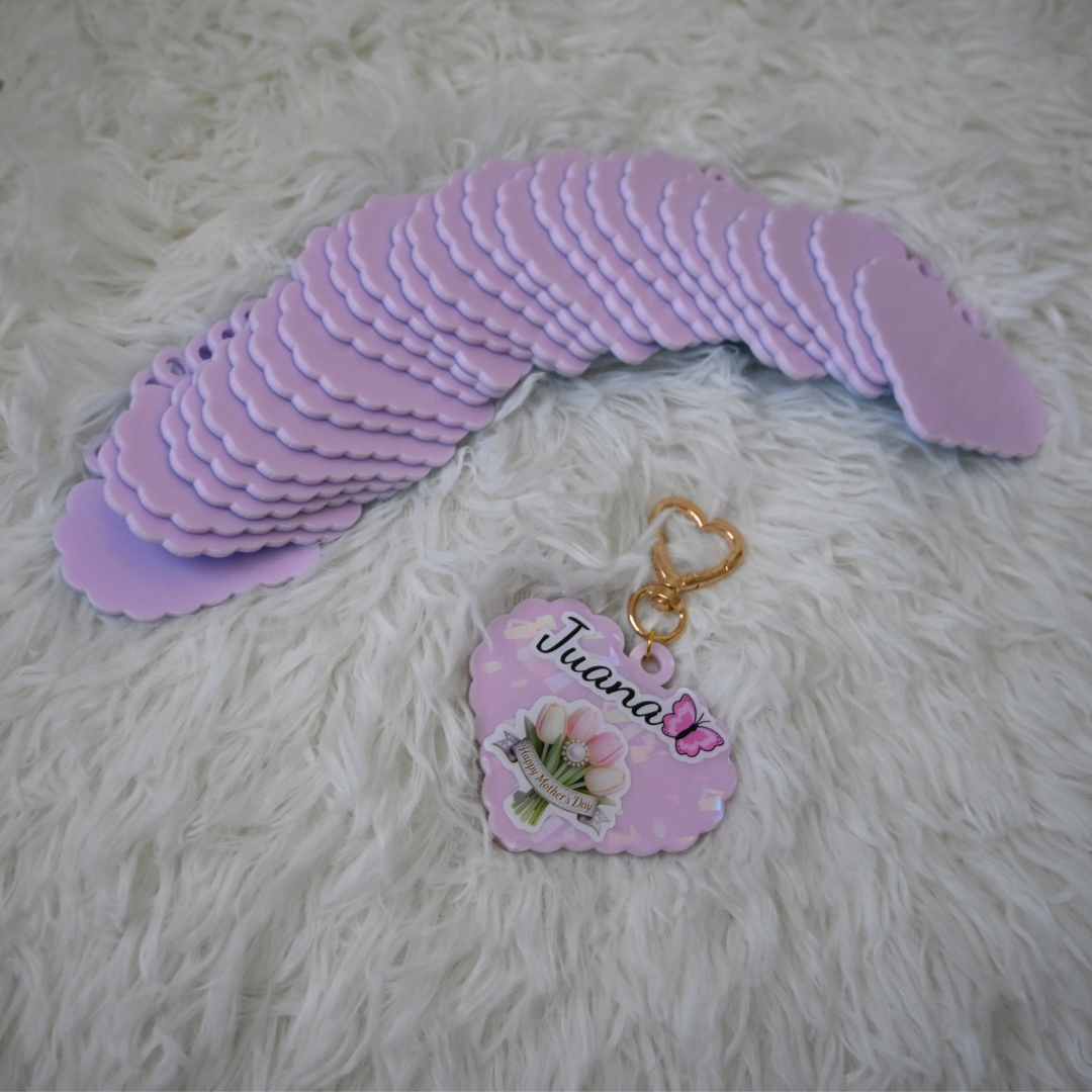 2.7" Pastel Pink Holographic Acrylic Heart Keychain