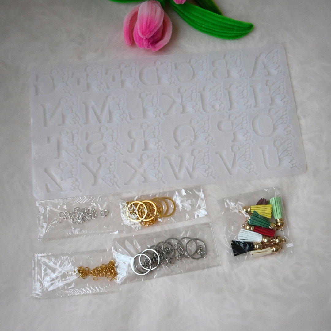 Butterfly Letter Resin Keychain Kit