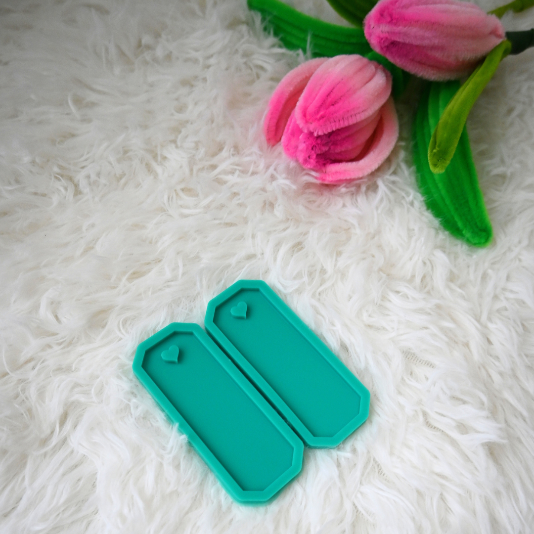 Set of 2 Silicone Epoxy Resin Bookmark Molds with Heart Hole