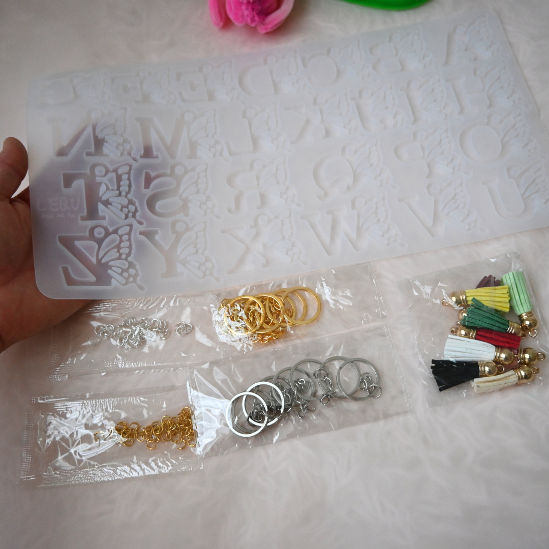 Butterfly Letter Resin Keychain Kit
