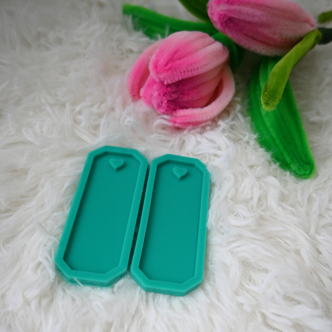 Set of 2 Silicone Epoxy Resin Bookmark Molds with Heart Hole