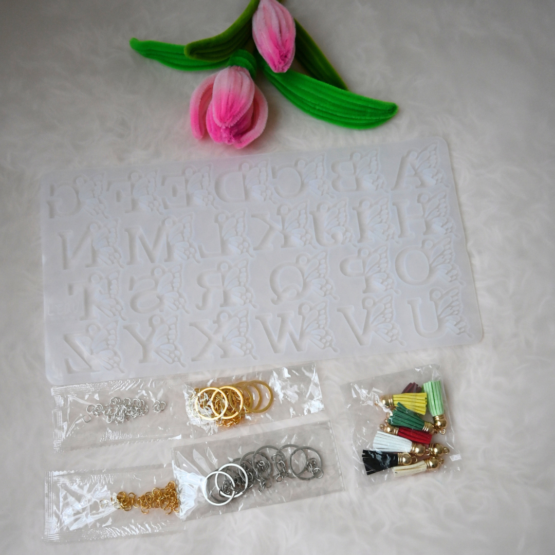 Butterfly Letter Resin Keychain Kit