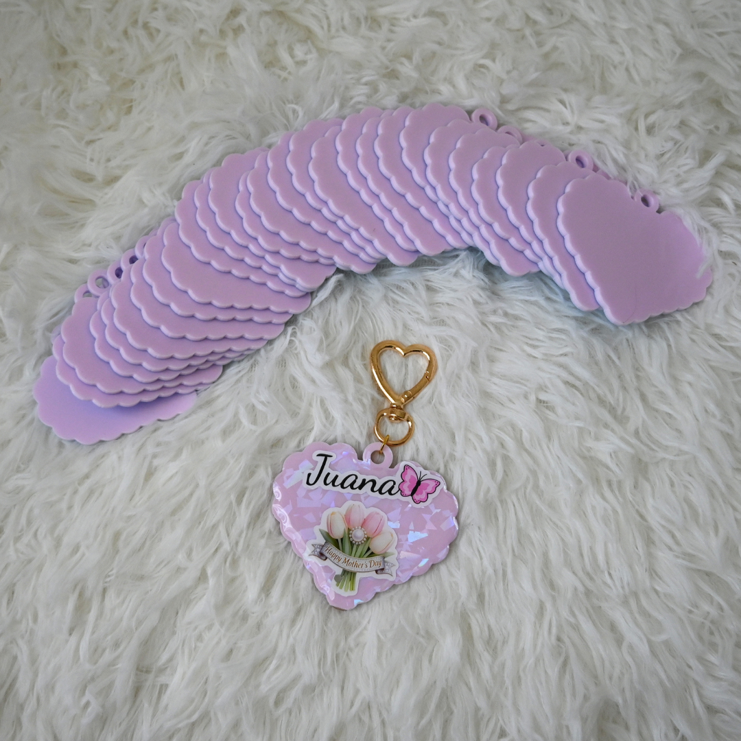 2.7" Pastel Pink Holographic Acrylic Heart Keychain