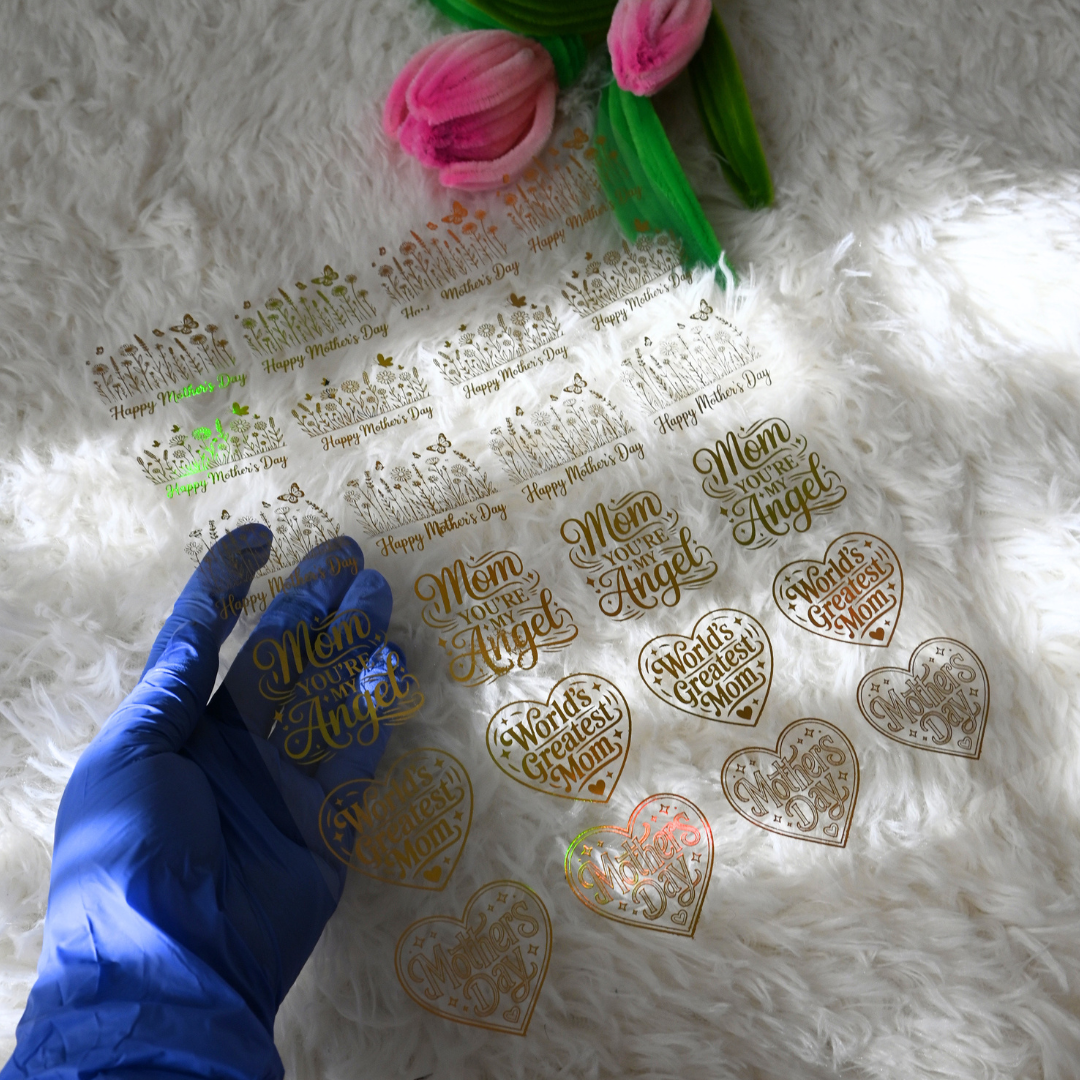 3 Holographic Gold Text Sheets for Resin – Premium Mother’s Day Designs (NOT Stickers)