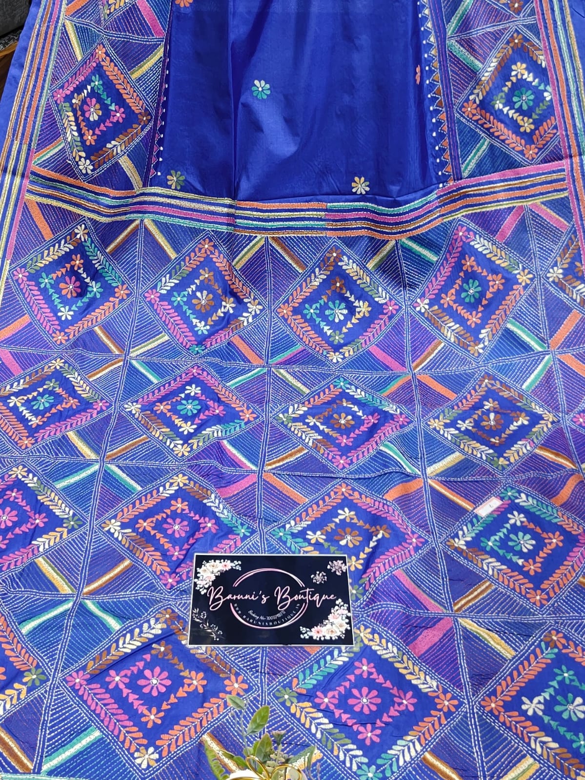 Kantha Stitch (Gujrati Art) on Blended Bangalore Silk