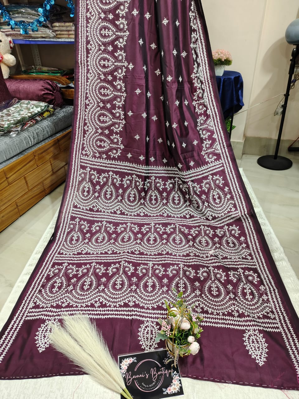 Kantha Stitch (Gujrati Art) on Blended Bangalore Silk