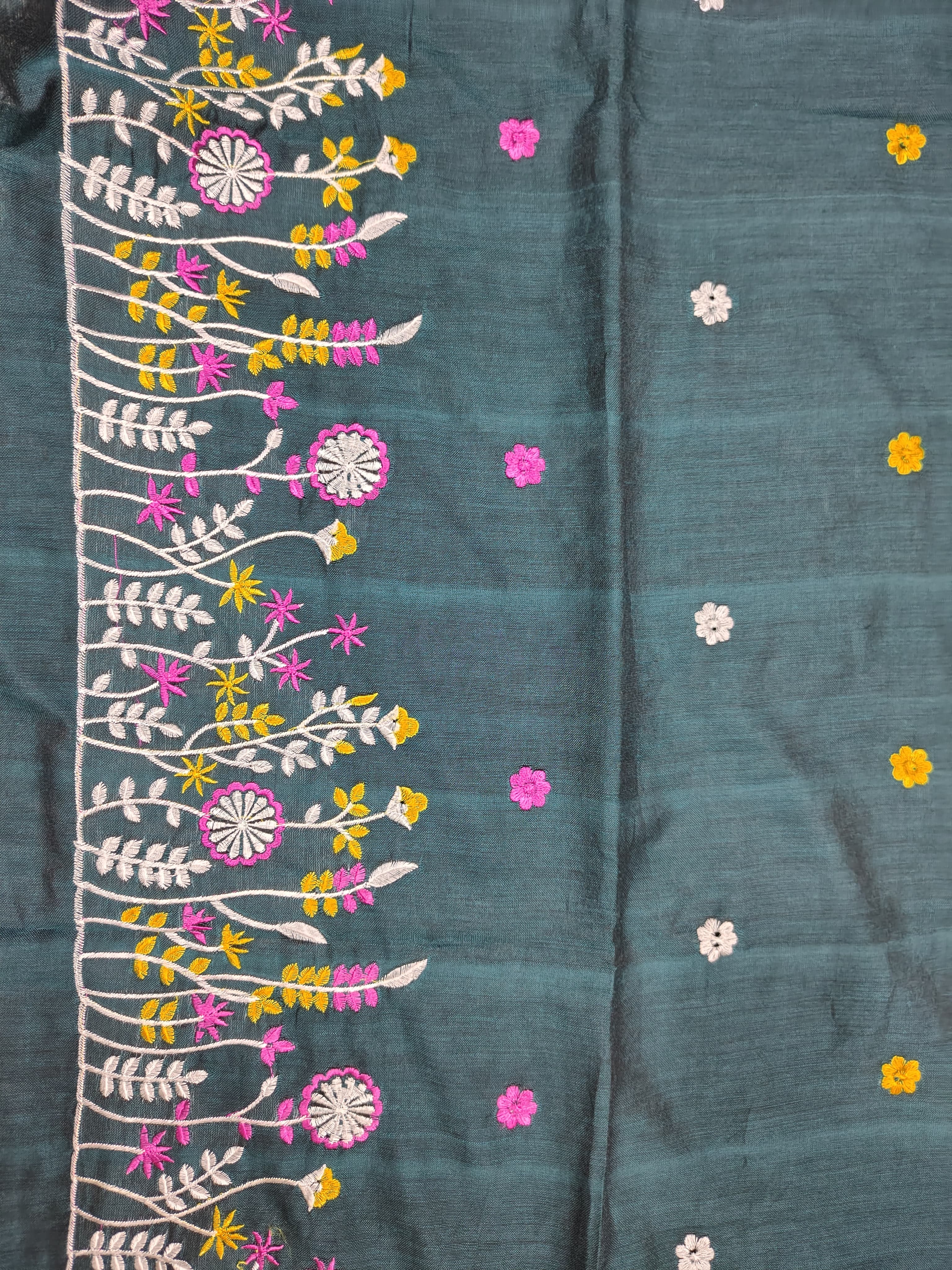 Embroidery floral design on khadi cotton