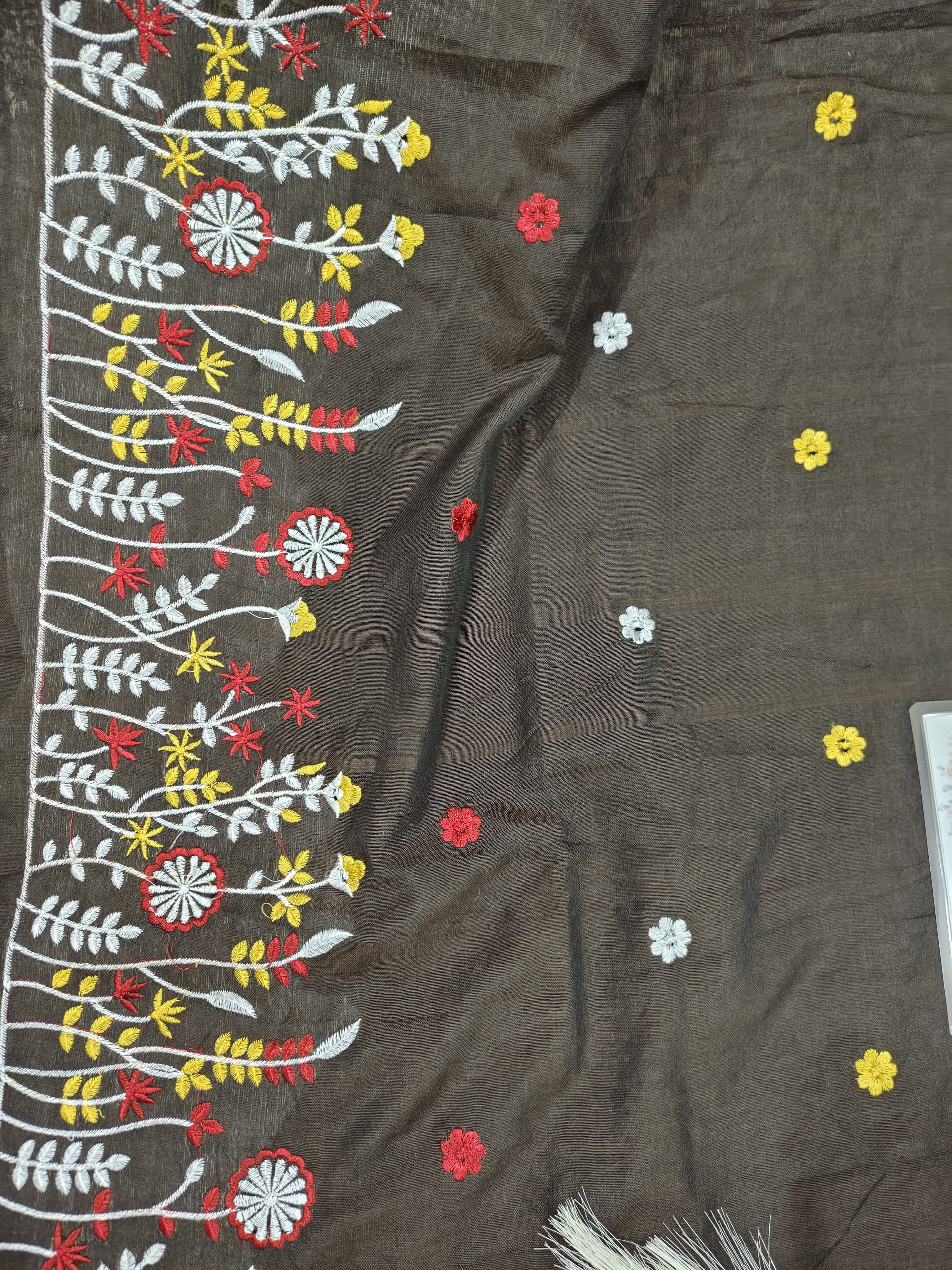 Embroidery floral design on khadi cotton