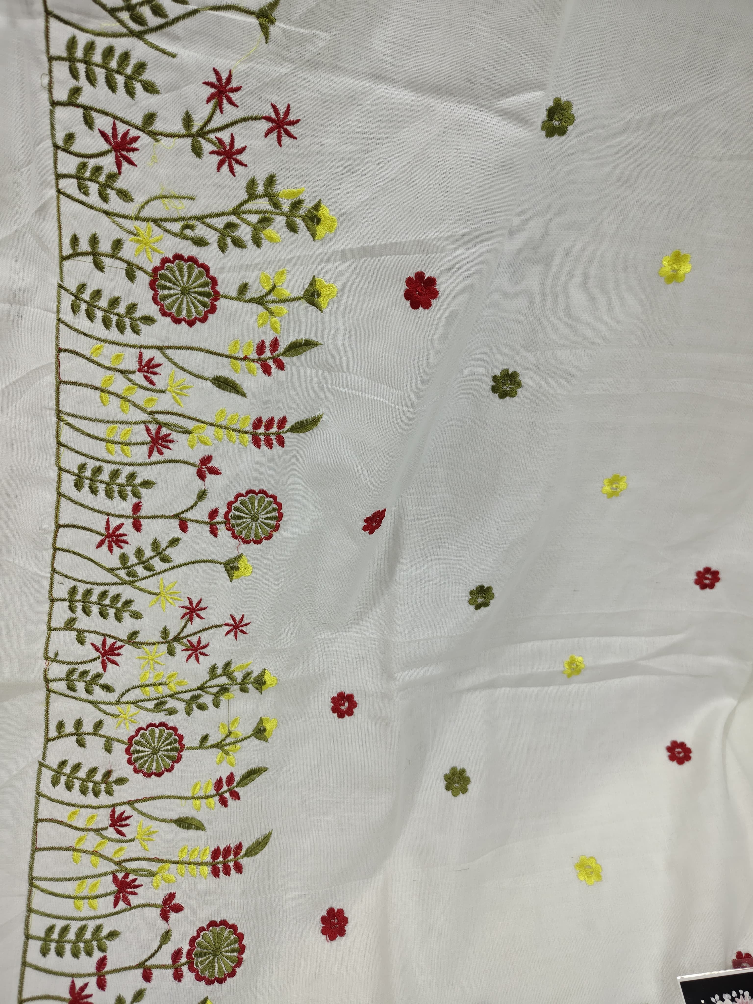 Embroidery floral design on khadi cotton