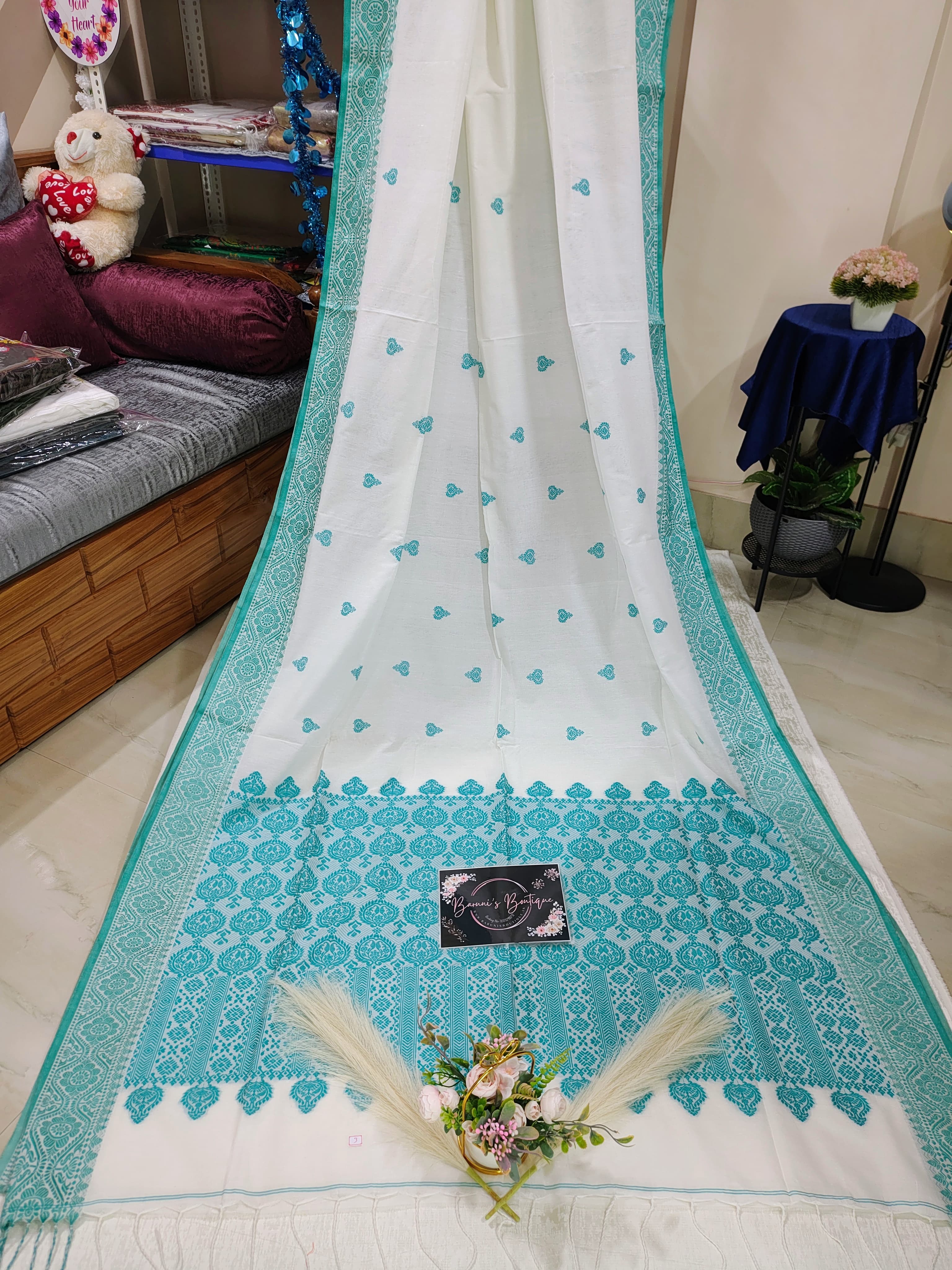 Bengal Pure Cotton Khadi with mekhla art Saree
