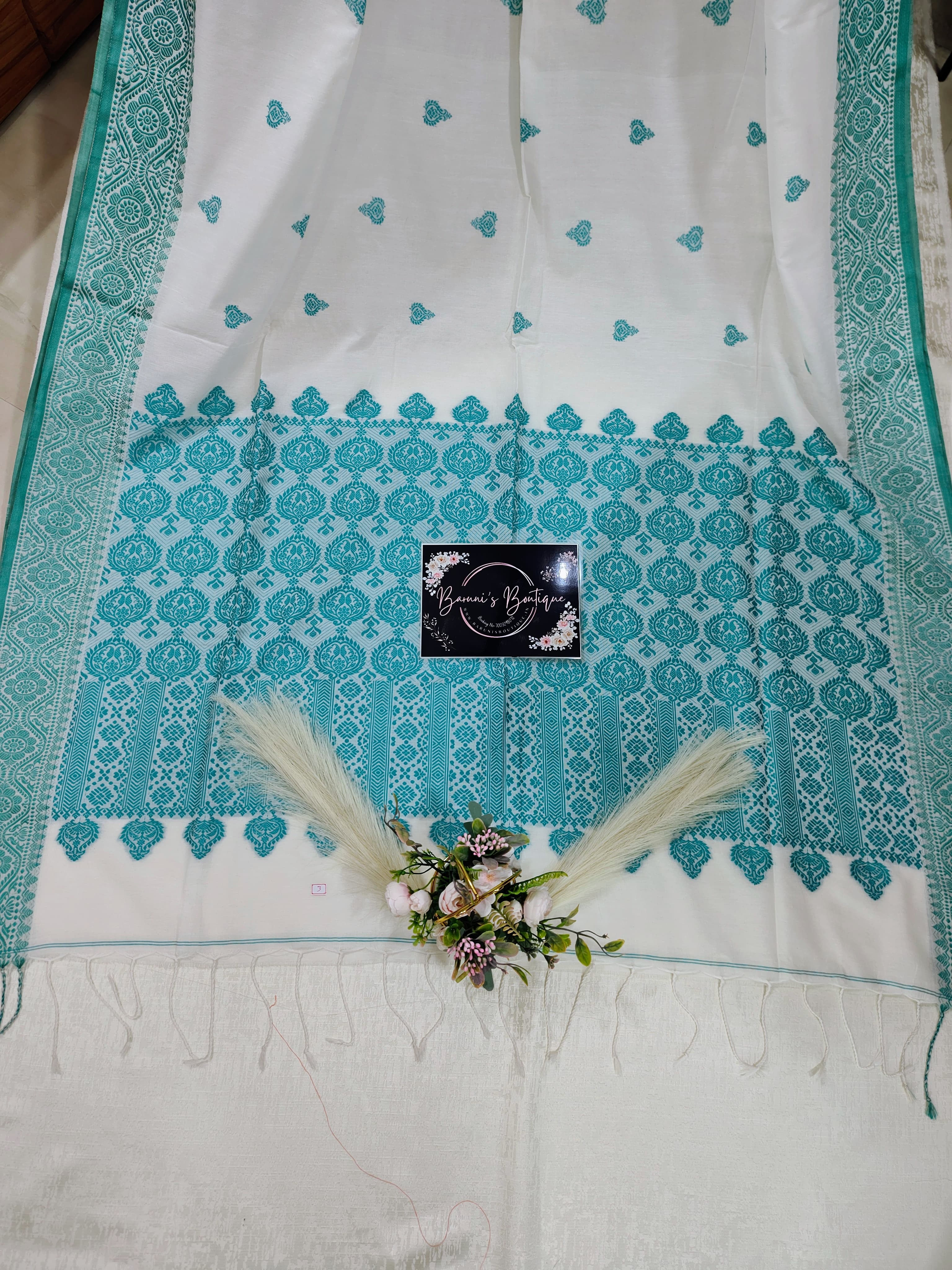 Bengal Pure Cotton Khadi with mekhla art Saree