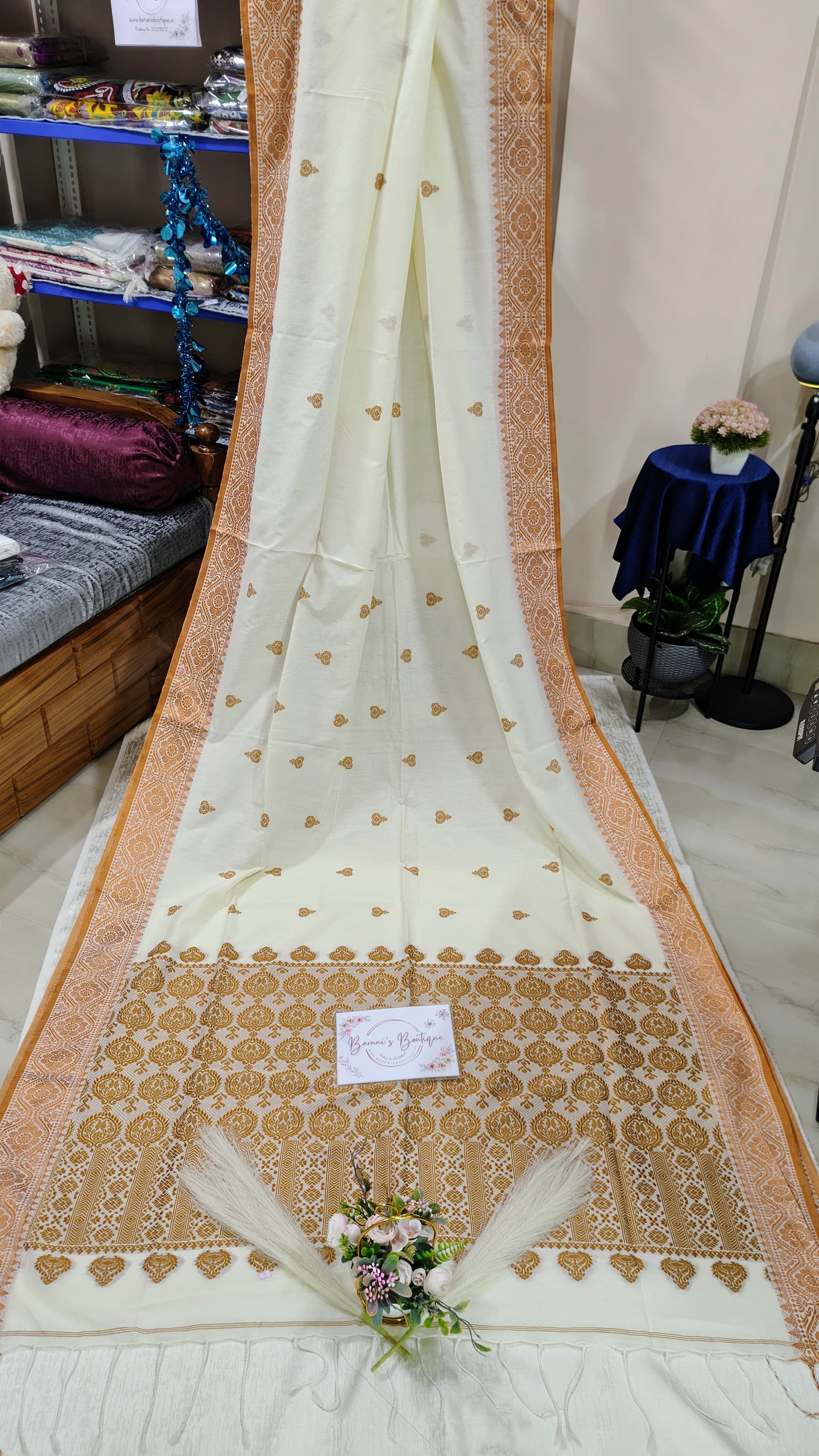 Bengal Pure Cotton Khadi with mekhla art Saree