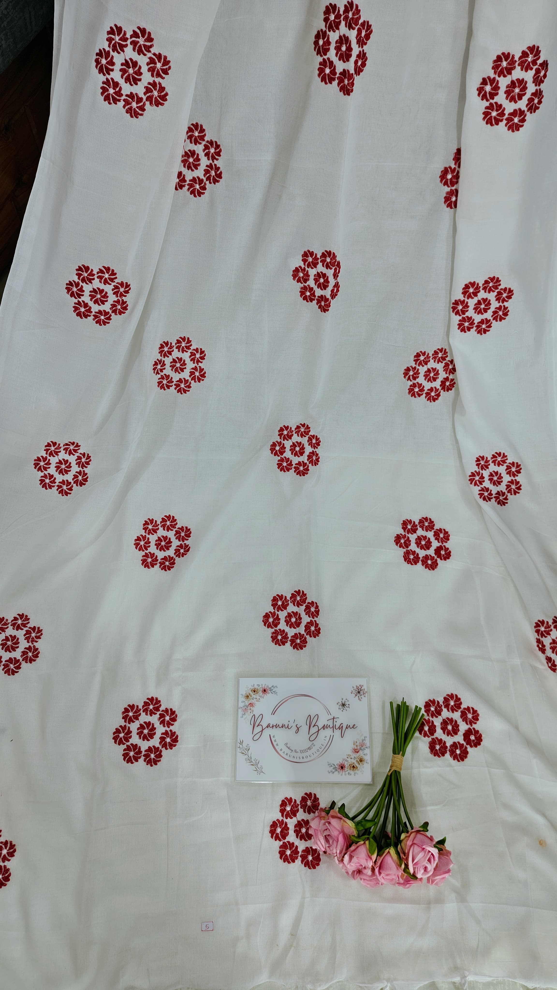 Embroidery floral design on khadi cotton