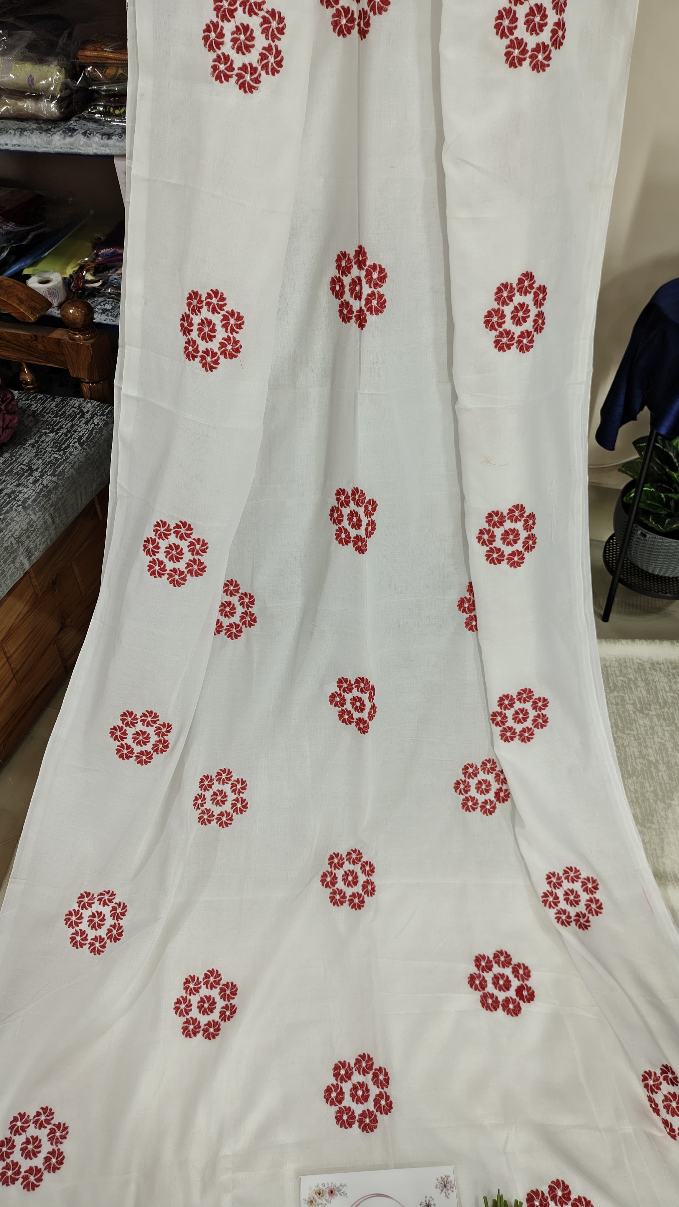 Embroidery floral design on khadi cotton