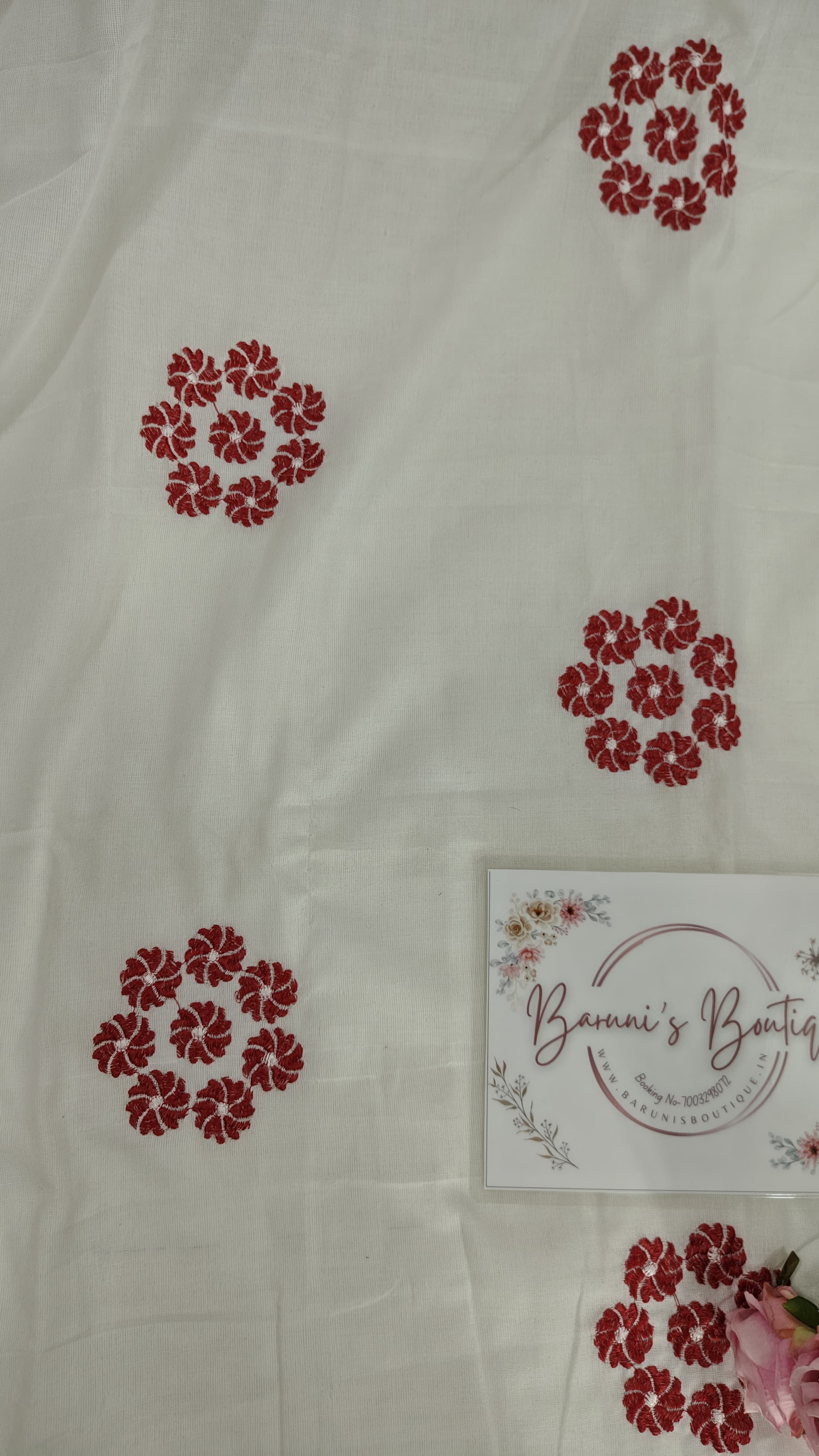 Embroidery floral design on khadi cotton