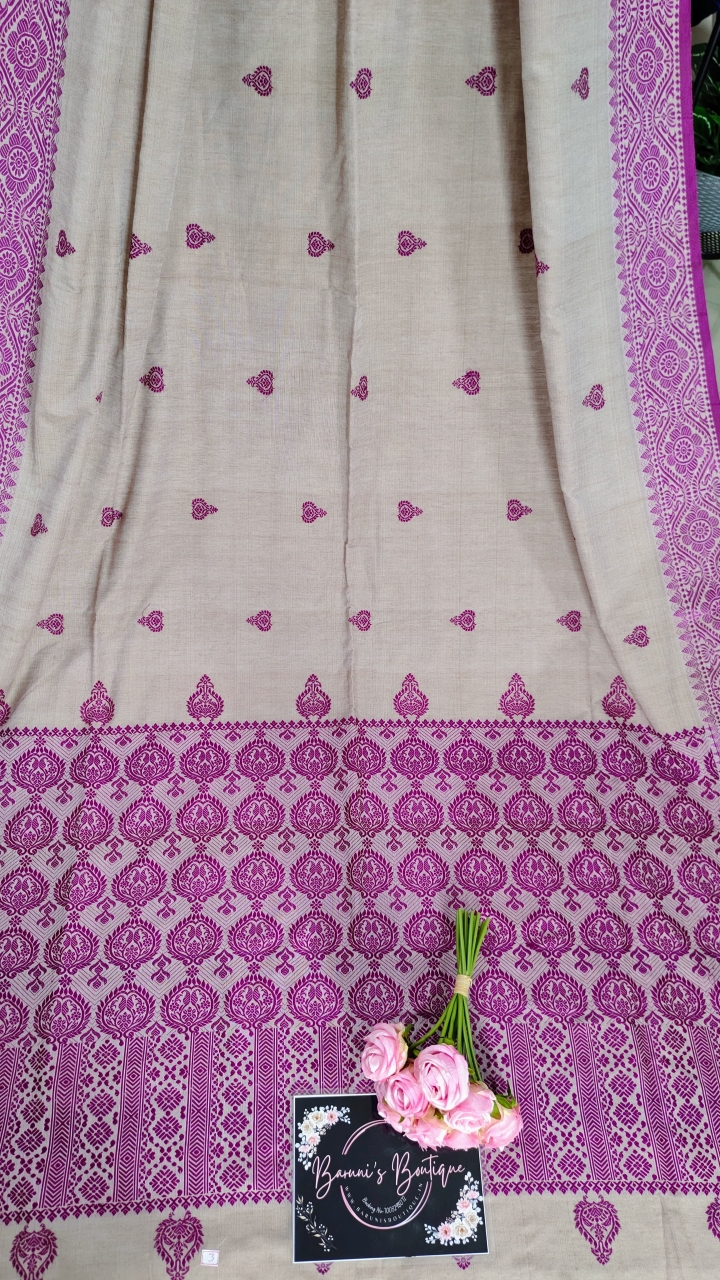 Bengal Pure Cotton Khadi with mekhla art Saree