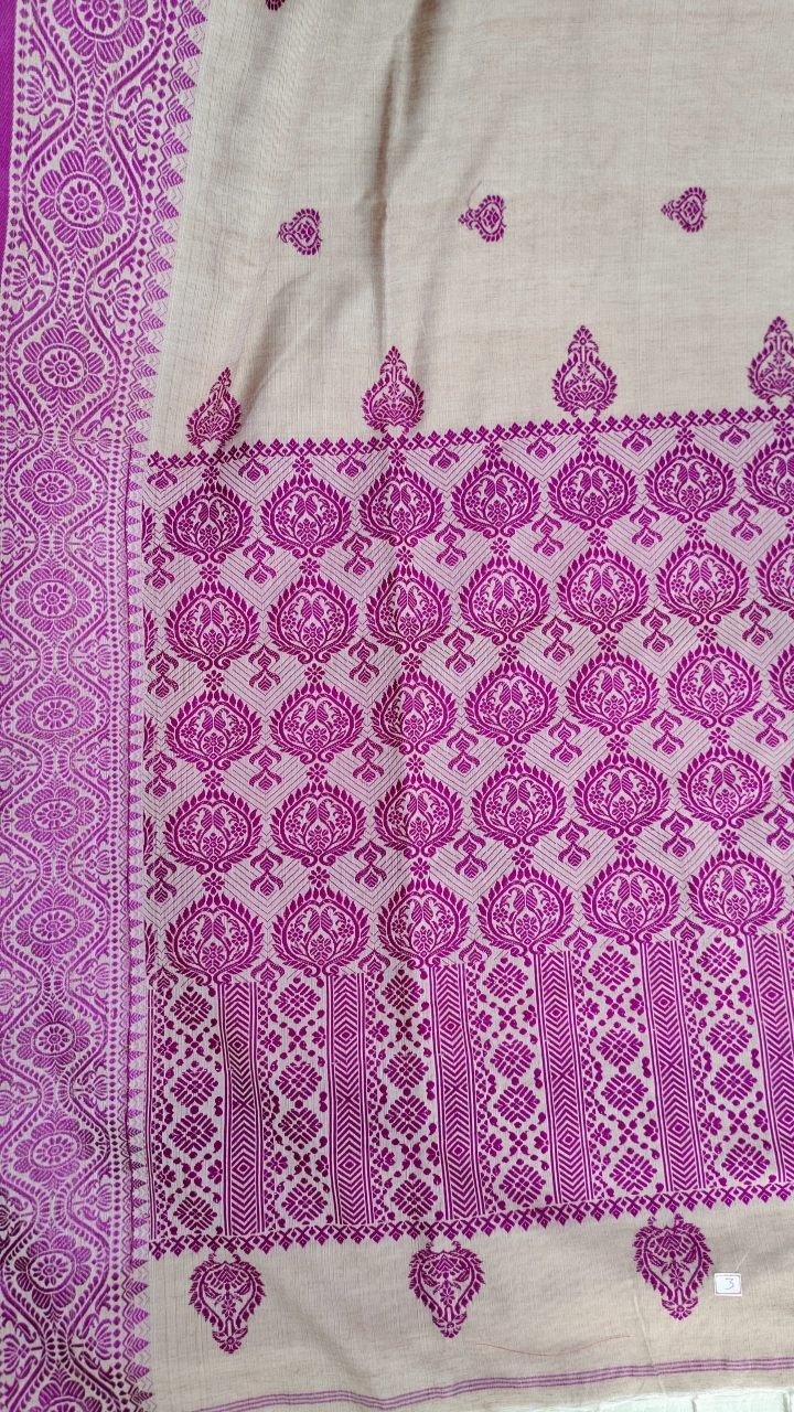 Bengal Pure Cotton Khadi with mekhla art Saree