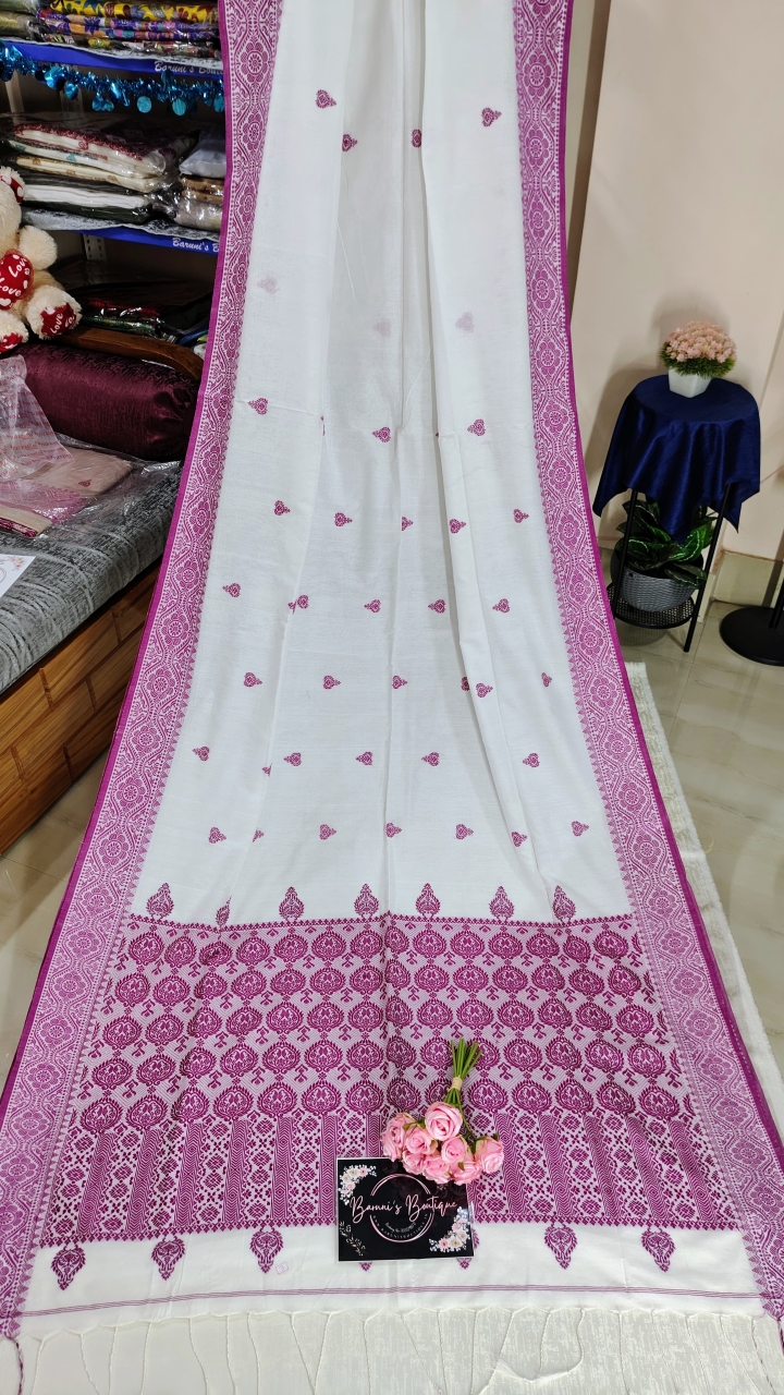 Bengal Pure Cotton Khadi with mekhla art Saree