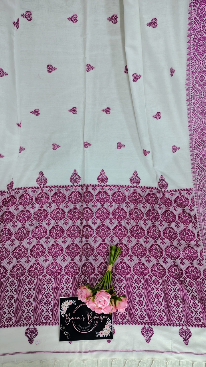 Bengal Pure Cotton Khadi with mekhla art Saree