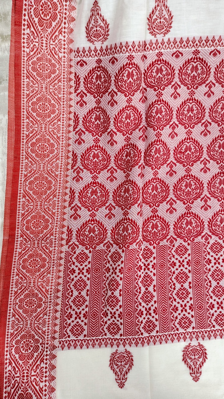 Bengal Pure Cotton Khadi with mekhla art Saree