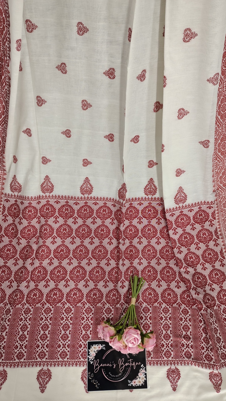 Bengal Pure Cotton Khadi with mekhla art Saree